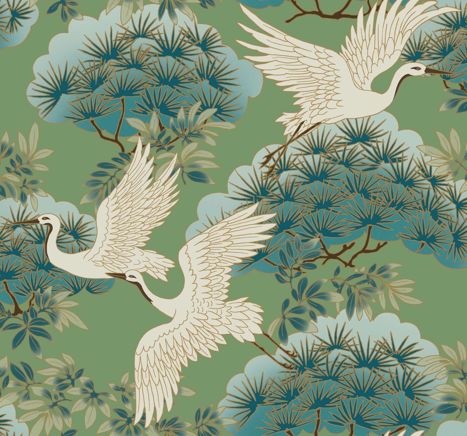 sprig-heron-green-wallpaper-york-wallcoverings-za8008 - York Wallpaper Wallpaper
