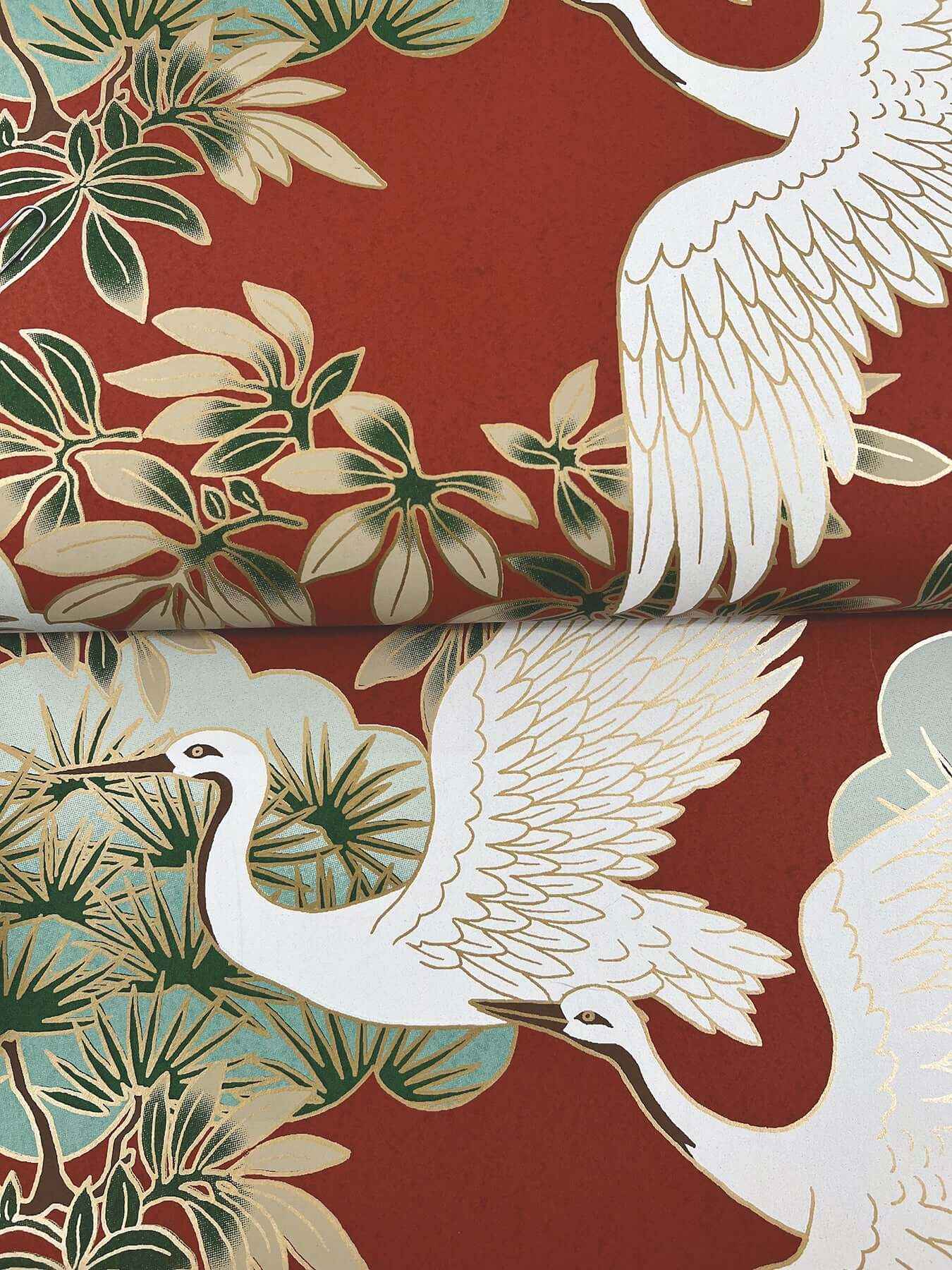 Sprig & Heron Red Wallpaper - York Wallcoverings - ZA8006 - York Wallcoverings Wallpaper