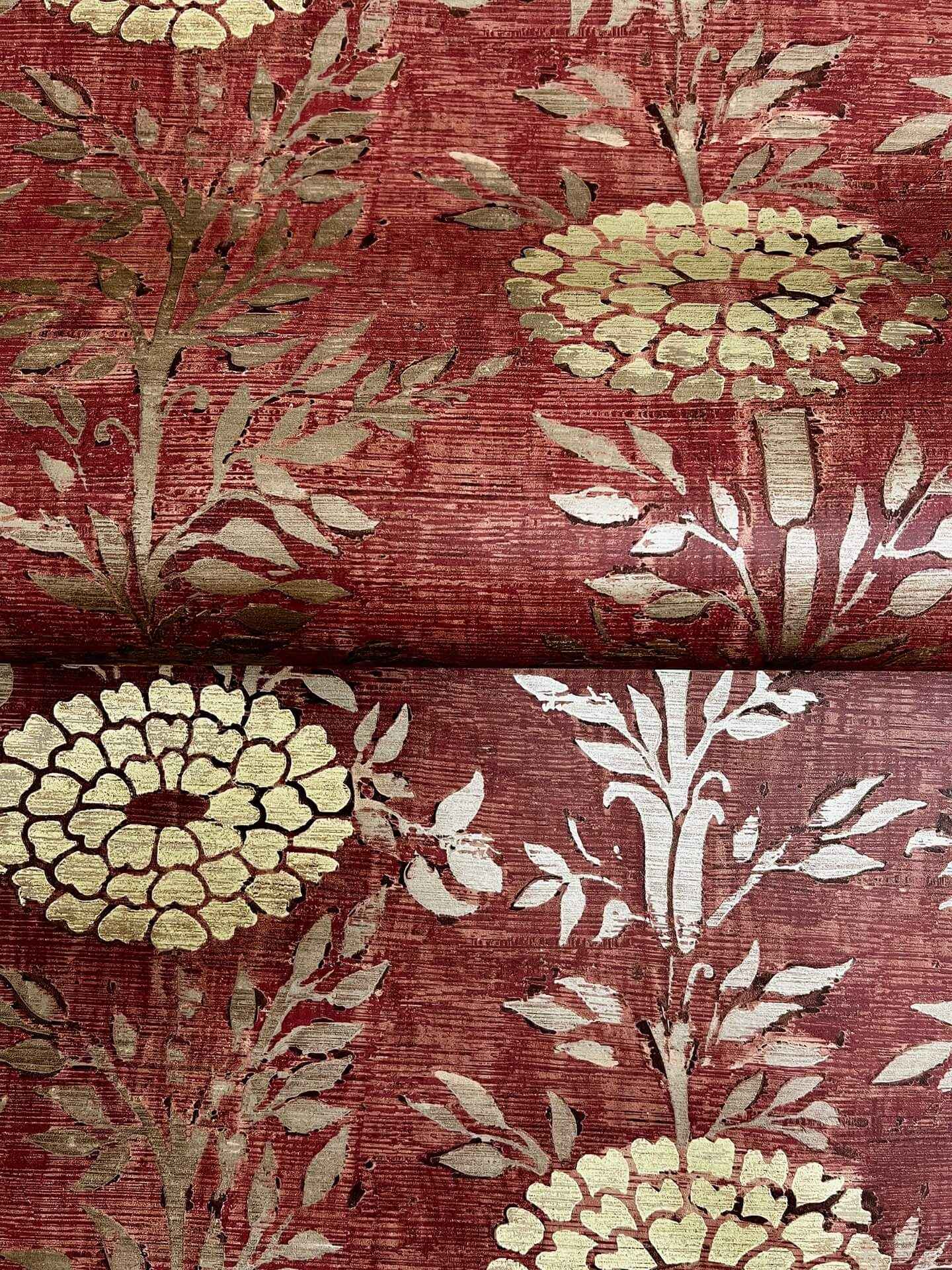 French Marigold Red & Gold Wallpaper - York Wallcoverings - ZA8019 - York Wallcoverings Wallpaper