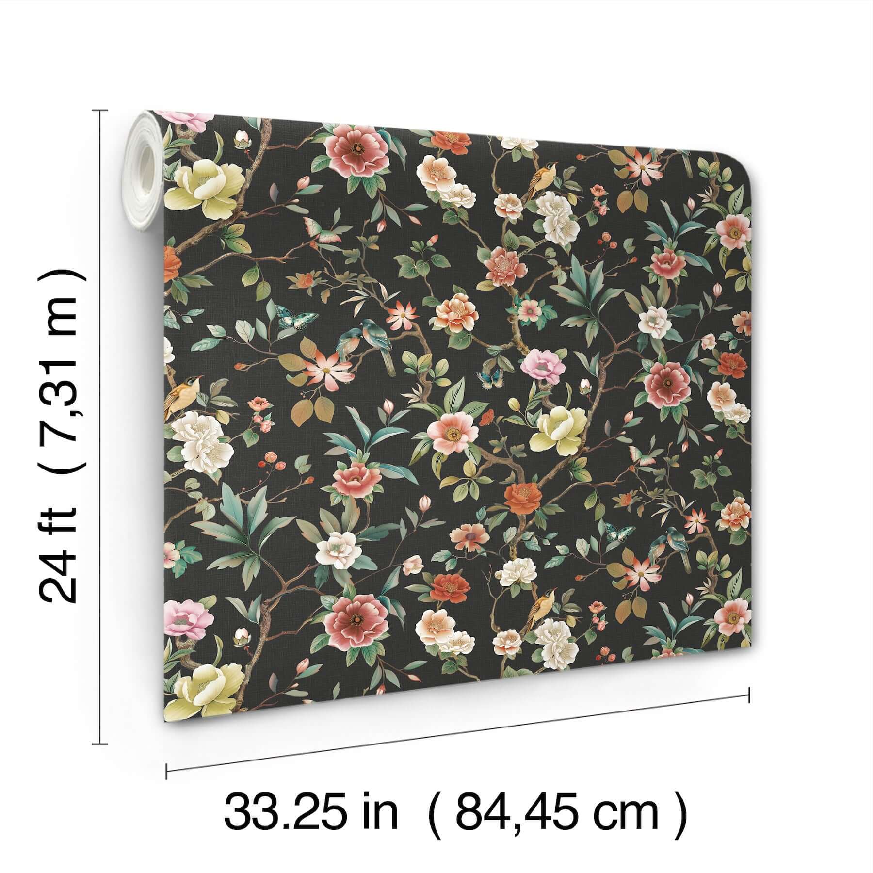 kimoras-garden-wallpaper-black-york-wallcoverings-za8038 - York Wallcoverings Wallpaper