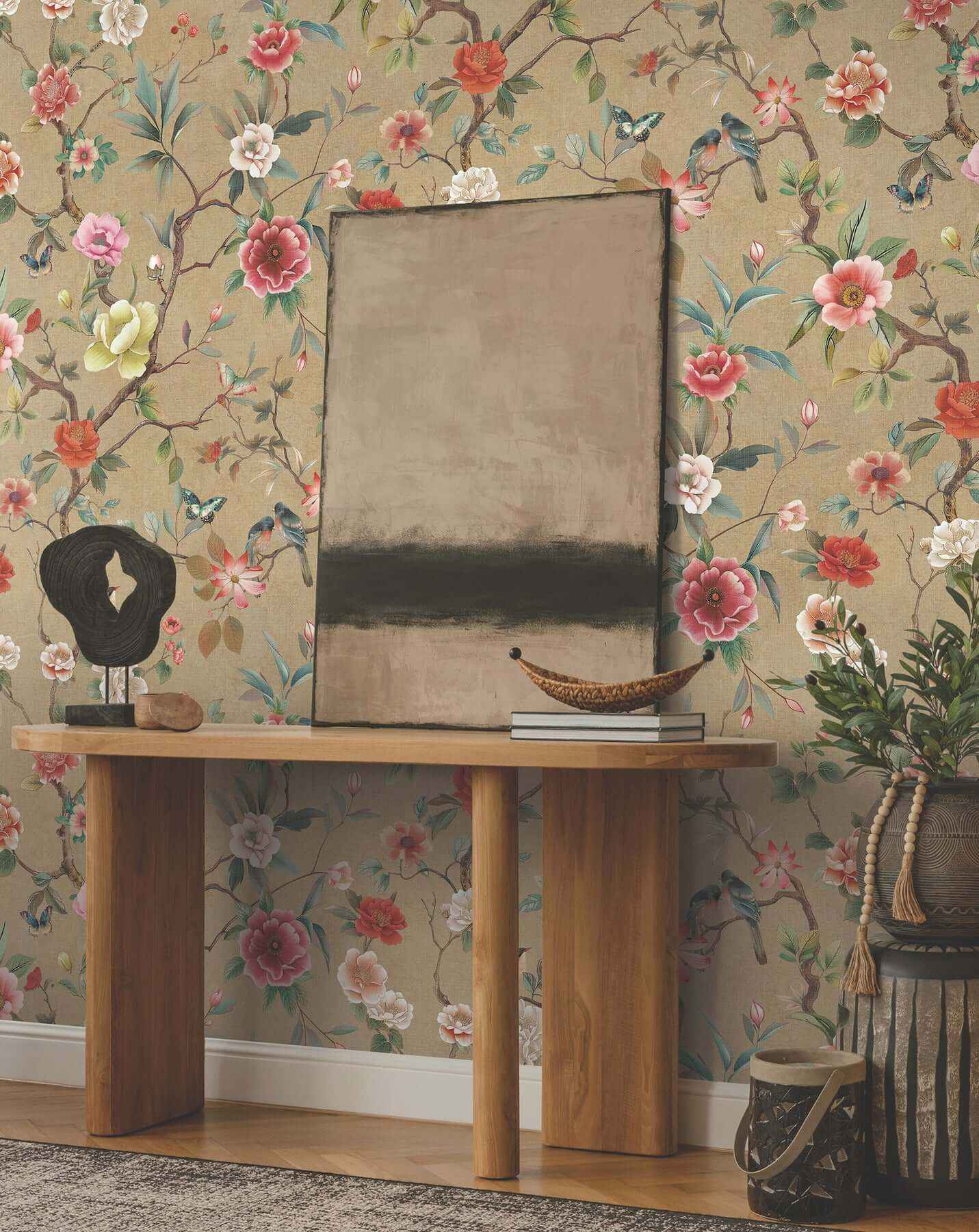 Kimora's Garden Linen Wallpaper - York Wallcoverings - ZA8037 - York Wallcoverings Wallpaper