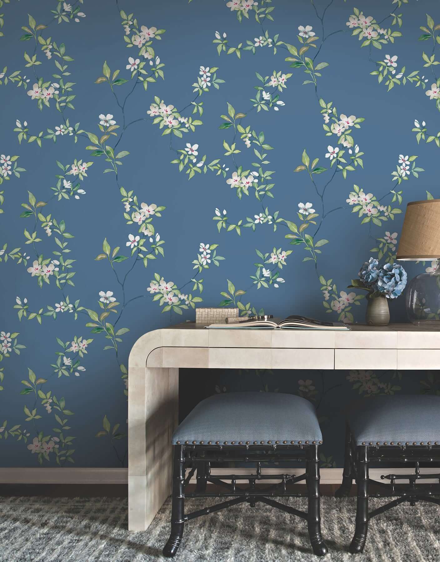 april-blossom-cobalt-wallpaper-york-wallcoverings-za8072 - York Wallpaper Wallpaper
