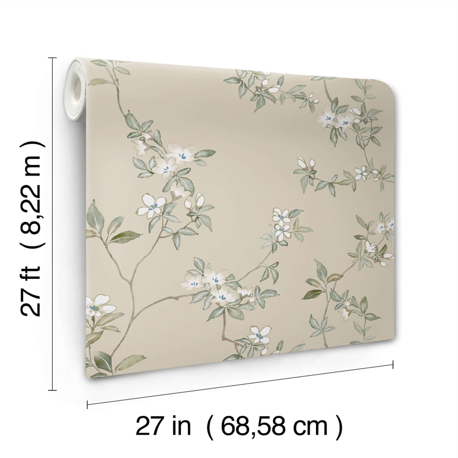 april-blossom-wallpaper-taupe-york-wallcoverings-za8075 - York Wallcoverings Wallpaper