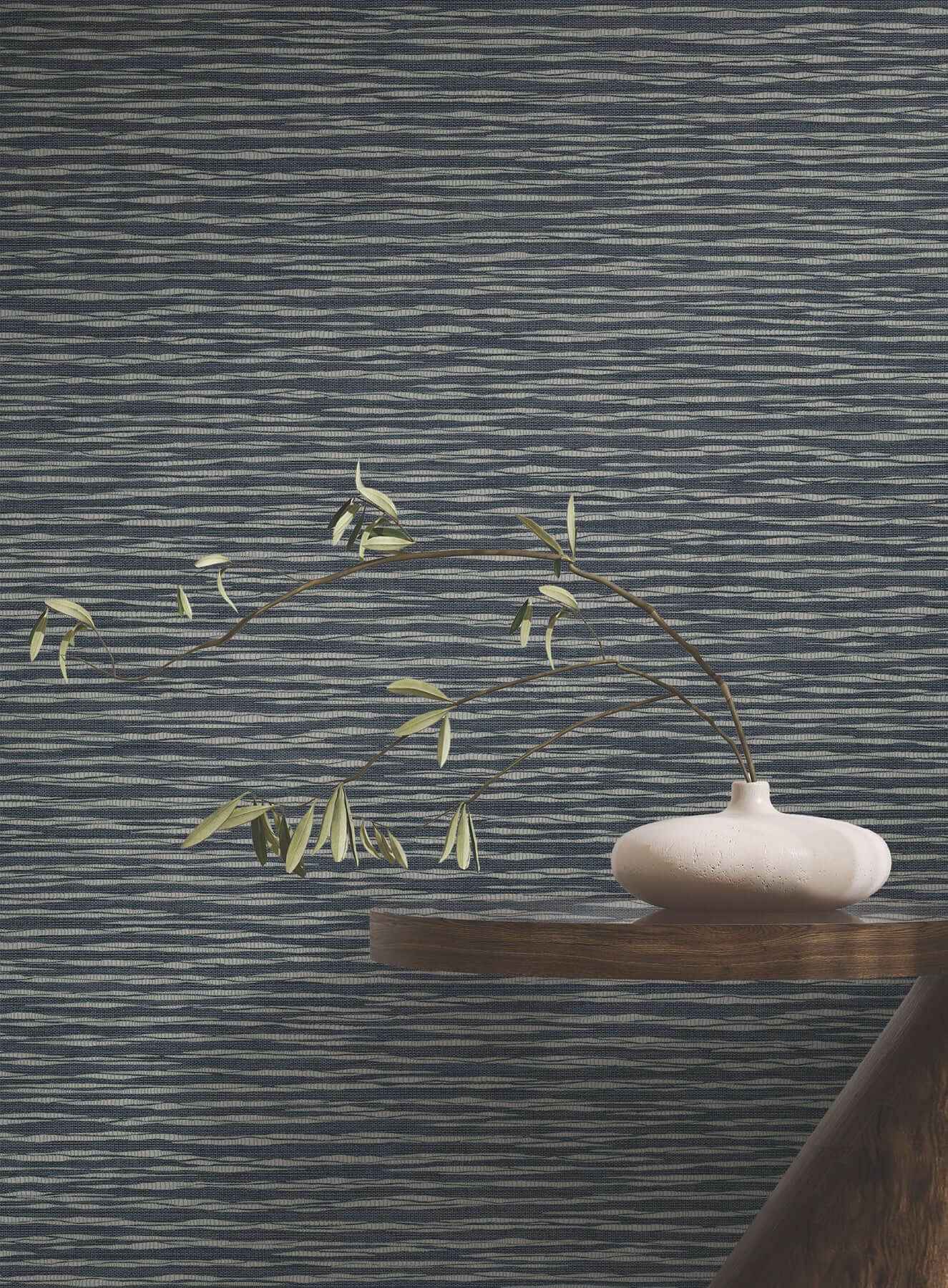 Lotus Weave Navy Wallpaper - York Wallcoverings - ZA8042 - York Wallcoverings Wallpaper