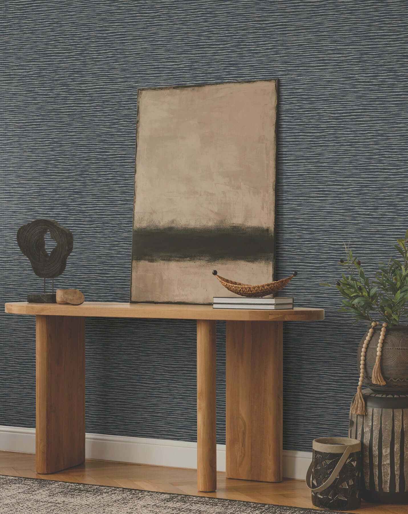 Lotus Weave Navy Wallpaper - York Wallcoverings - ZA8042 - York Wallcoverings Wallpaper