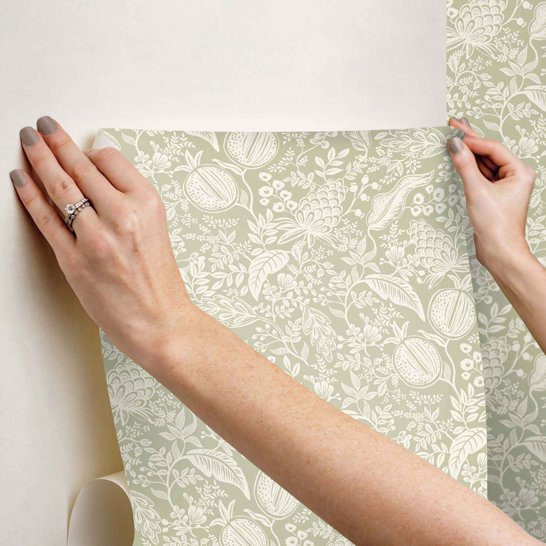 Pomegranate Pistachio Peel & Stick Wallpaper - York Wallcoverings - PSW1630RL - York Wallcoverings Wallpaper
