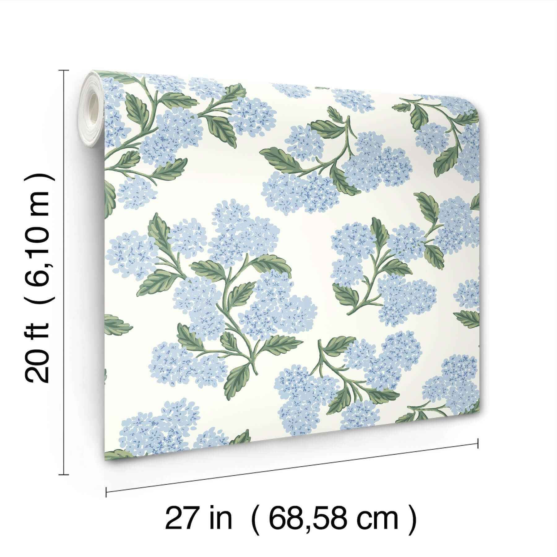 Hydrangea Blue & White Peel & Stick Wallpaper - York Wallcoverings - PSW1617RL - York Wallcoverings Wallpaper