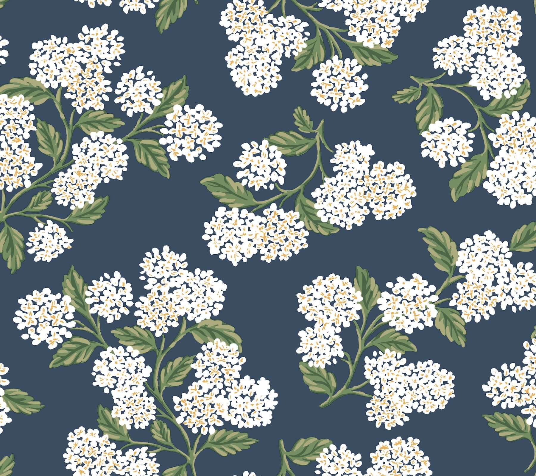 hydrangea-navy-white-peel-stick-wallpaper-york-wallcoverings-psw1619rl - York Wallcoverings Wallpaper