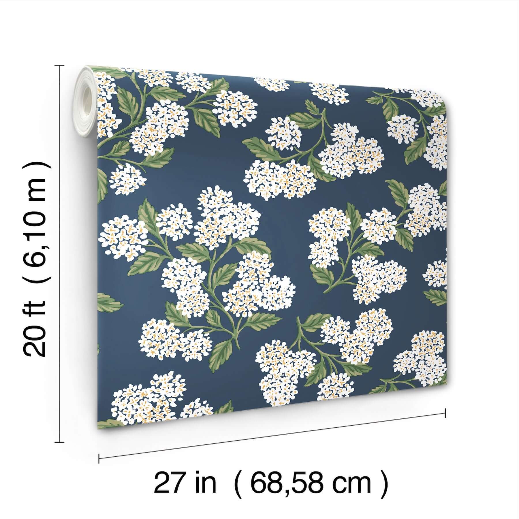 hydrangea-navy-white-peel-stick-wallpaper-york-wallcoverings-psw1619rl - York Wallcoverings Wallpaper