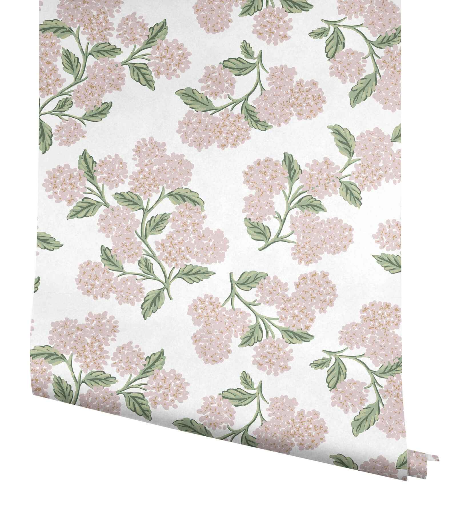 Hydrangea Pink & White Peel & Stick Wallpaper - York Wallcoverings - PSW1620RL