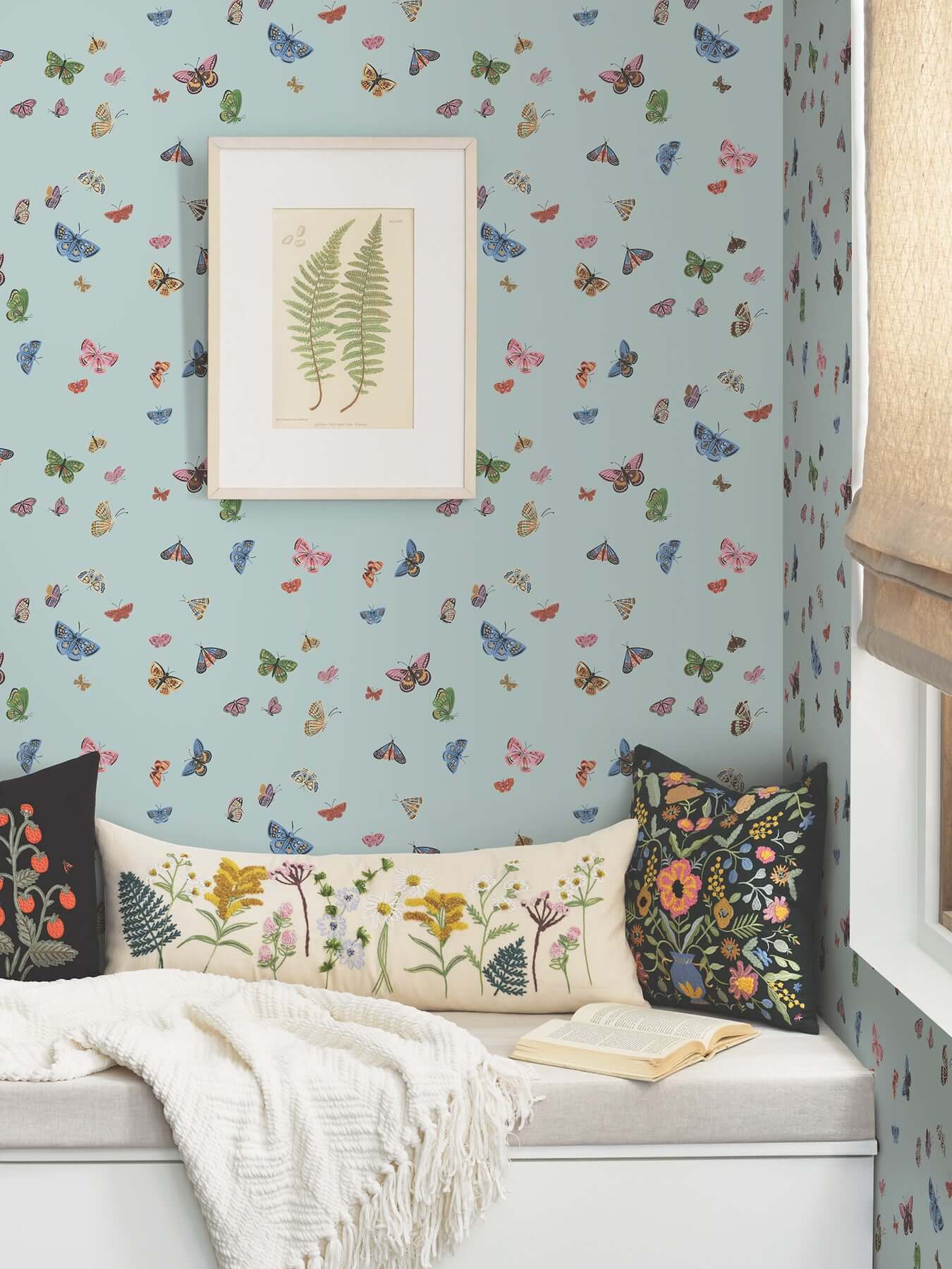 butterfly-house-light-blue-peel-stick-wallpaper-york-wallcoverings-psw1650rl - York Wallpaper Wallpaper