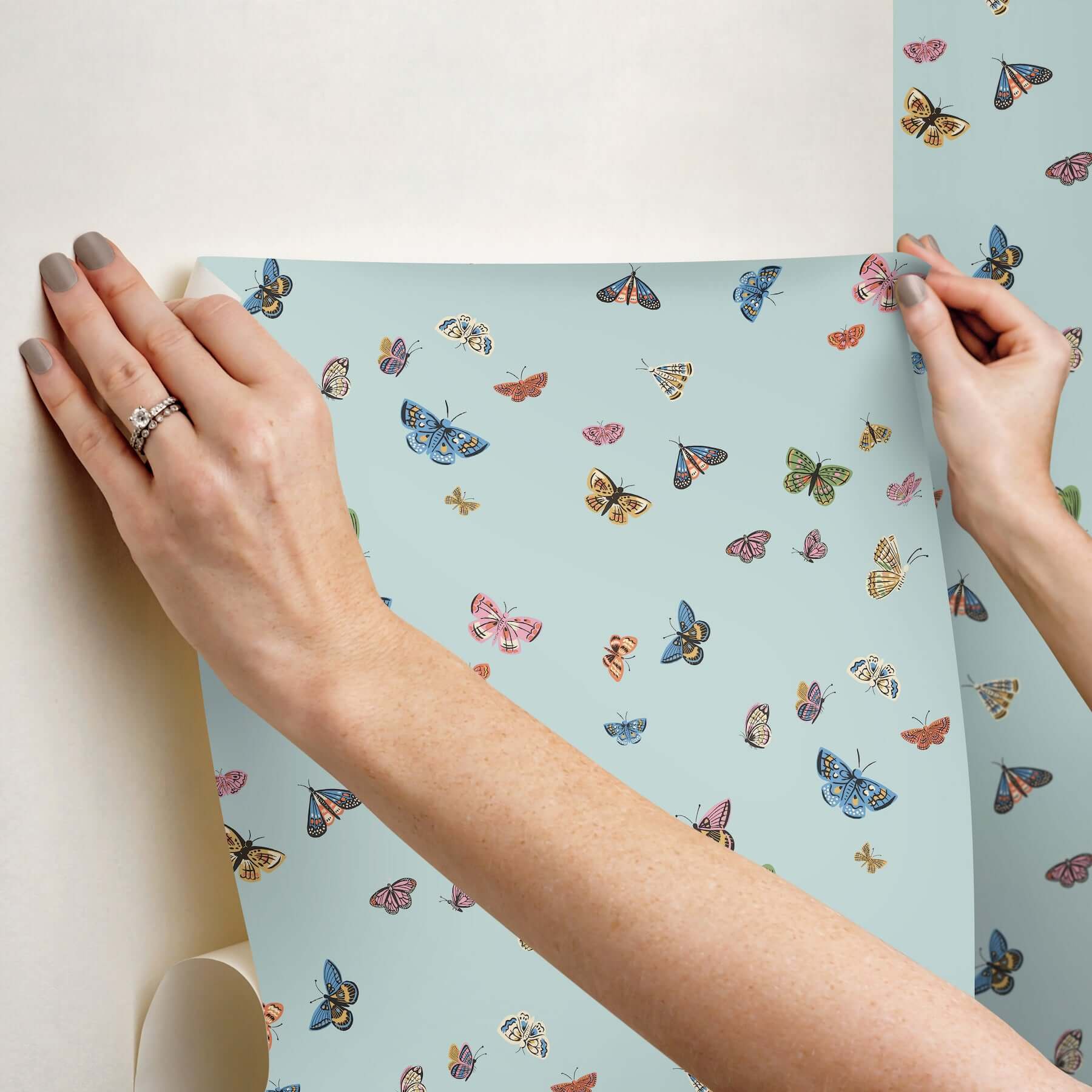 butterfly-house-light-blue-peel-stick-wallpaper-york-wallcoverings-psw1650rl - York Wallpaper Wallpaper