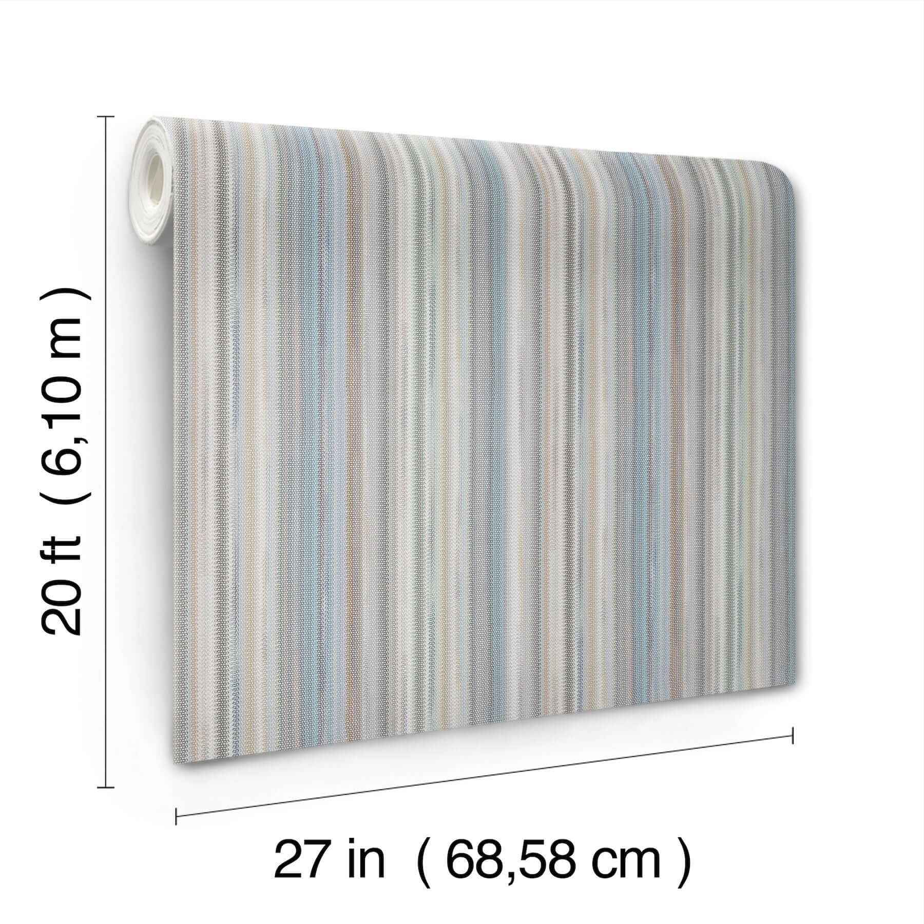 Striped Sunset Blue Grey Peel & Stick Wallpaper - York Wallcoverings - PSW1634RL - York Wallcoverings Wallpaper