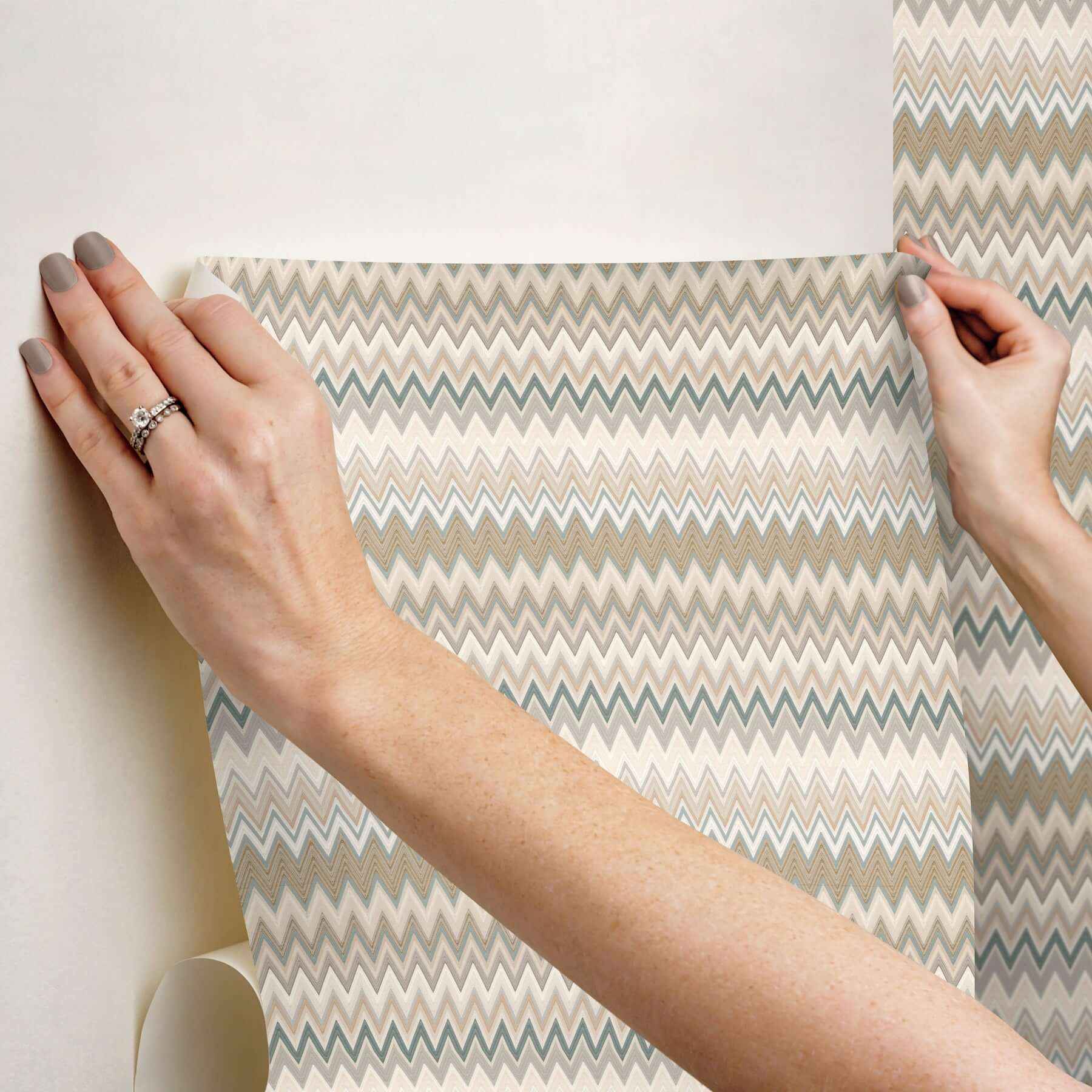 Zig Zag Green Peel & Stick Wallpaper - York Wallcoverings - PSW1642RL - York Wallcoverings Wallpaper
