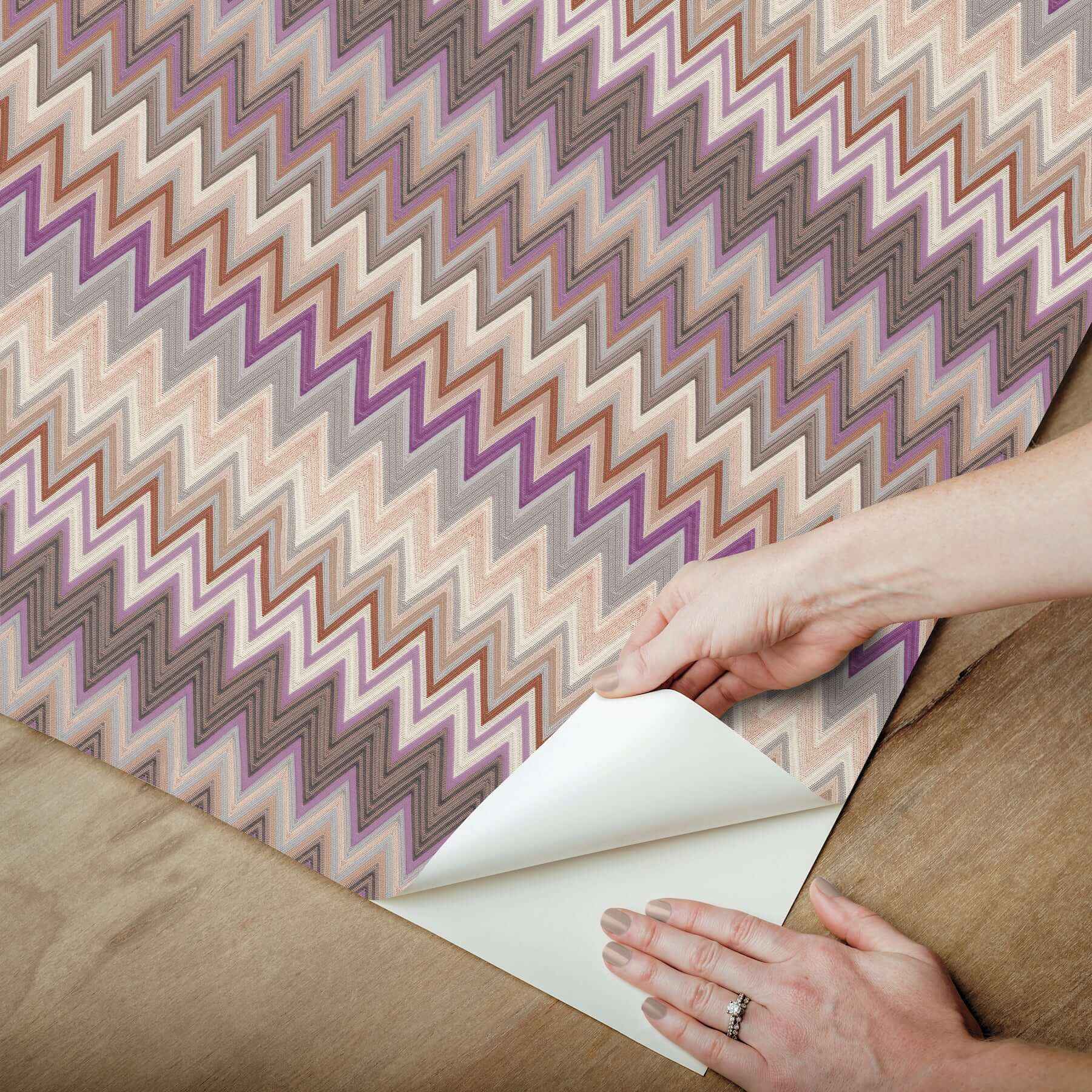Zig Zag Purple Peel & Stick Wallpaper - York Wallcoverings - PSW1641RL - York Wallcoverings Wallpaper