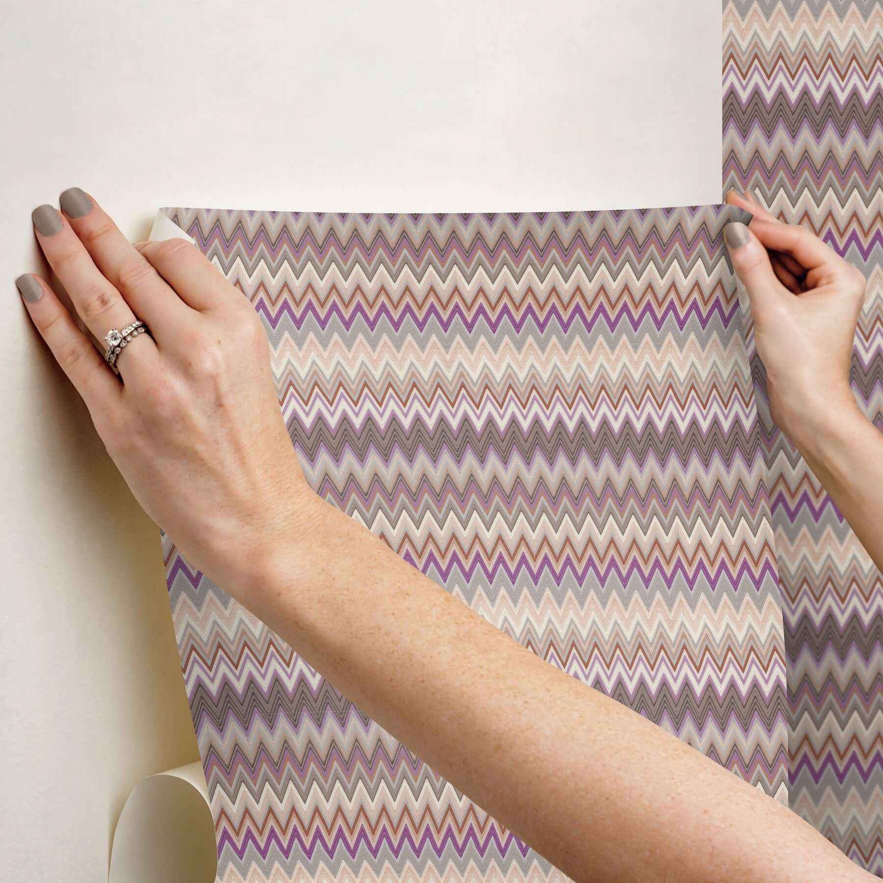 Zig Zag Purple Peel & Stick Wallpaper - York Wallcoverings - PSW1641RL - York Wallcoverings Wallpaper