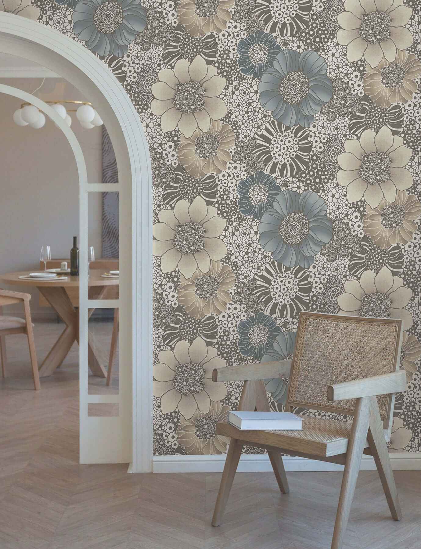 Anemones Brown Peel & Stick Wallpaper - York Wallcoverings - PSW1639RL - York Wallcoverings Wallpaper
