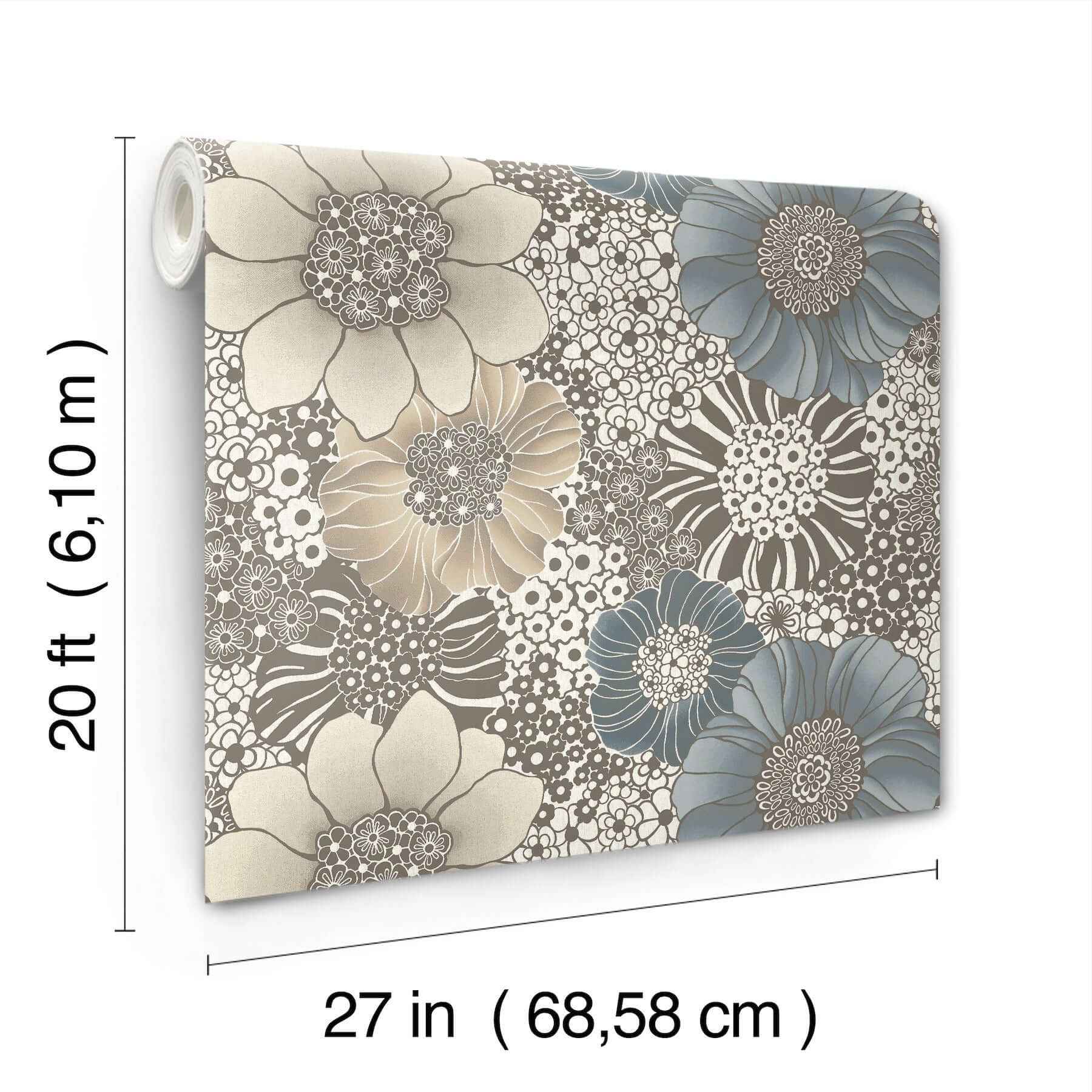 Anemones Brown Peel & Stick Wallpaper - York Wallcoverings - PSW1639RL - York Wallcoverings Wallpaper