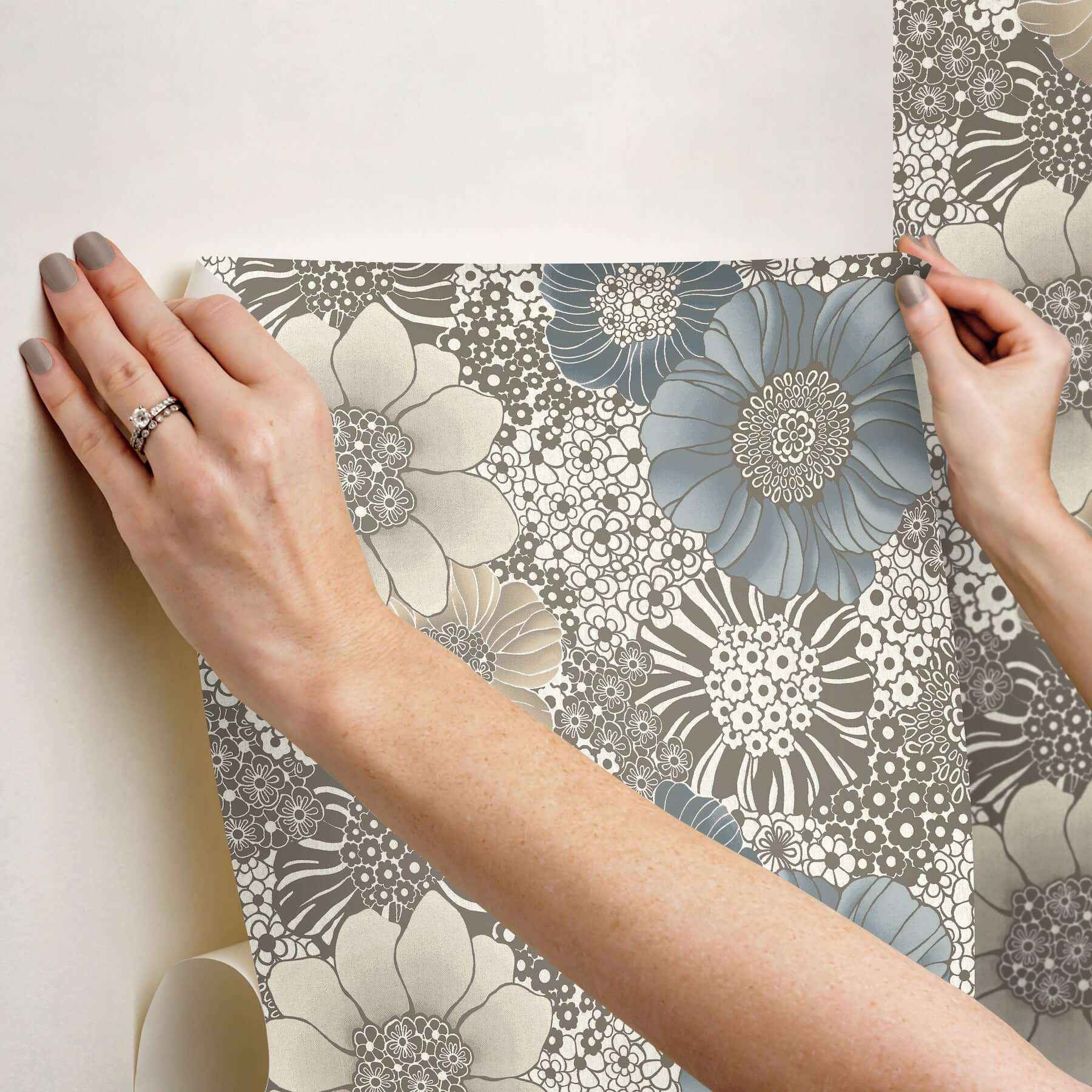 Anemones Brown Peel & Stick Wallpaper - York Wallcoverings - PSW1639RL - York Wallcoverings Wallpaper