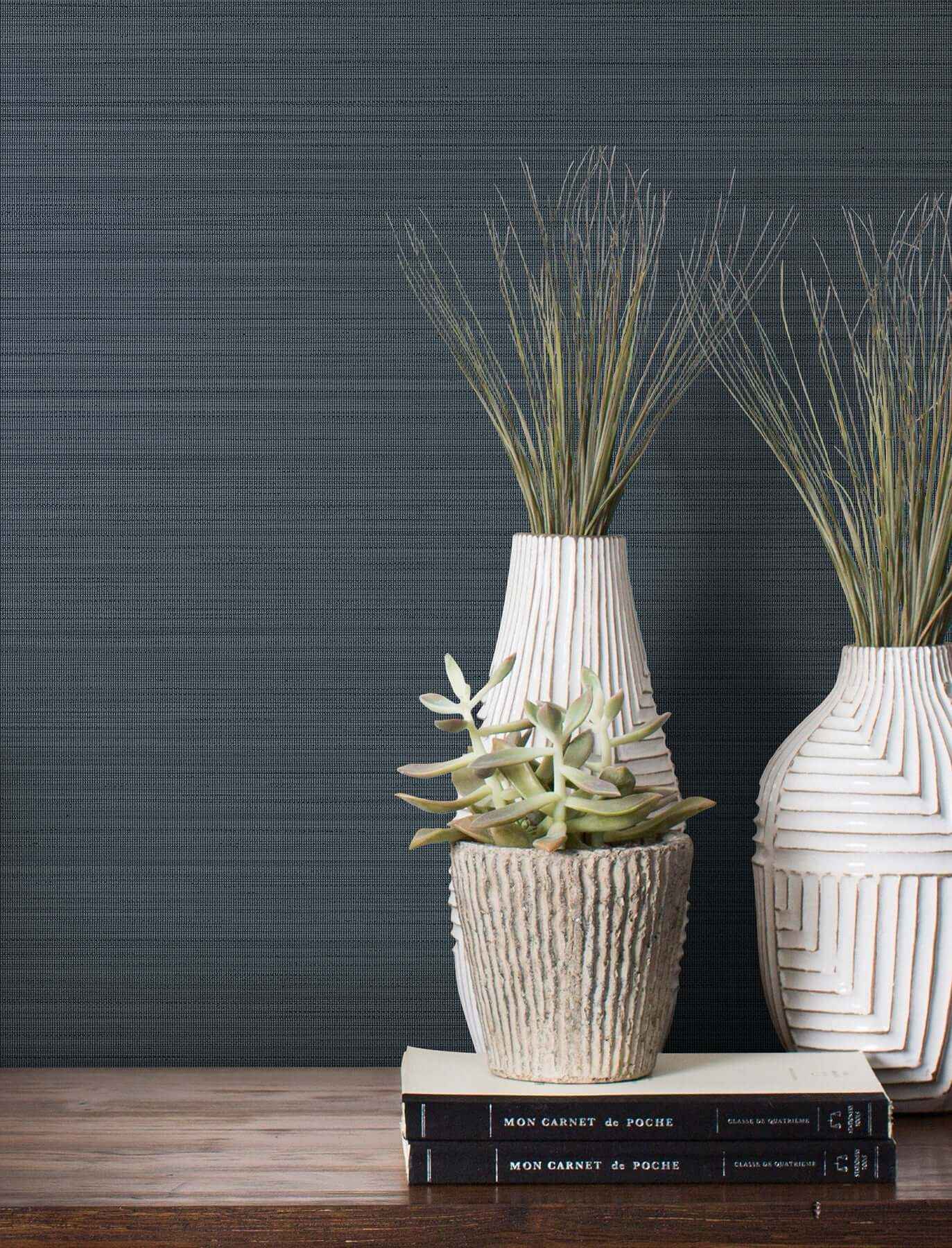Loomed Indigo Wallpaper - York Wallcoverings - MJ4882N