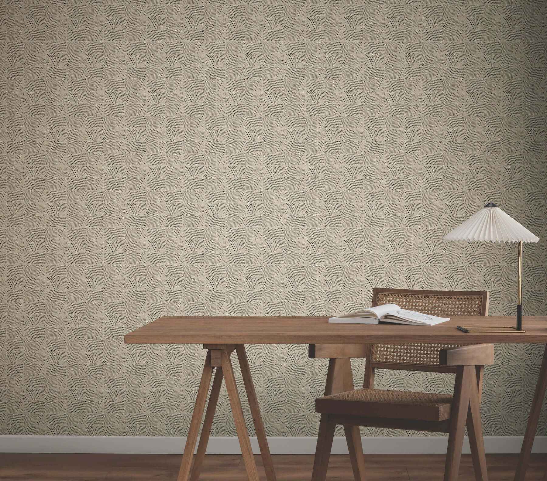 Woodcut Black & Linen Wallpaper - York Wallcoverings - GN2621