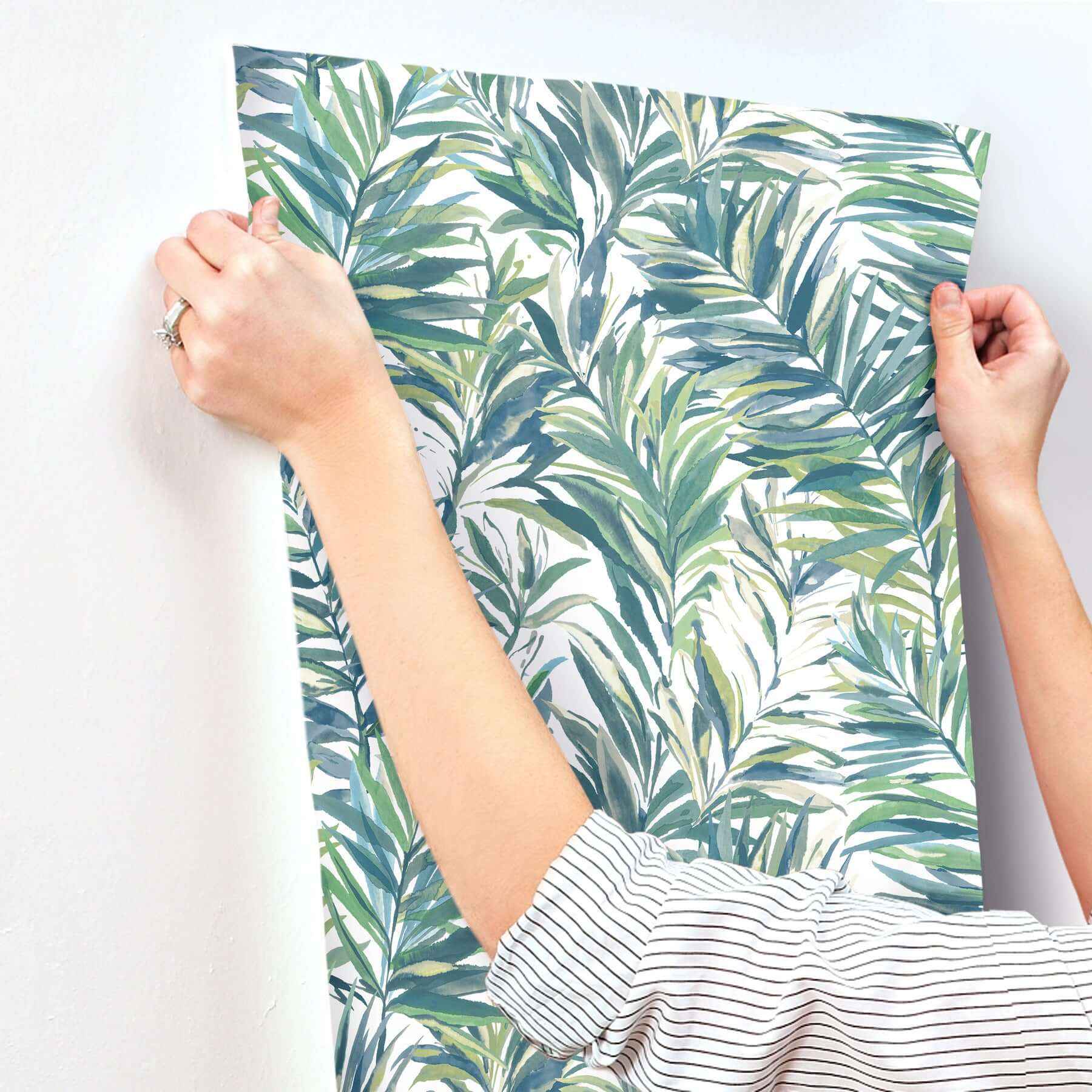 Swaying Palms Green & Blue Wallpaper - York Wallcoverings - GN2544 - York Wallcoverings Wallpaper