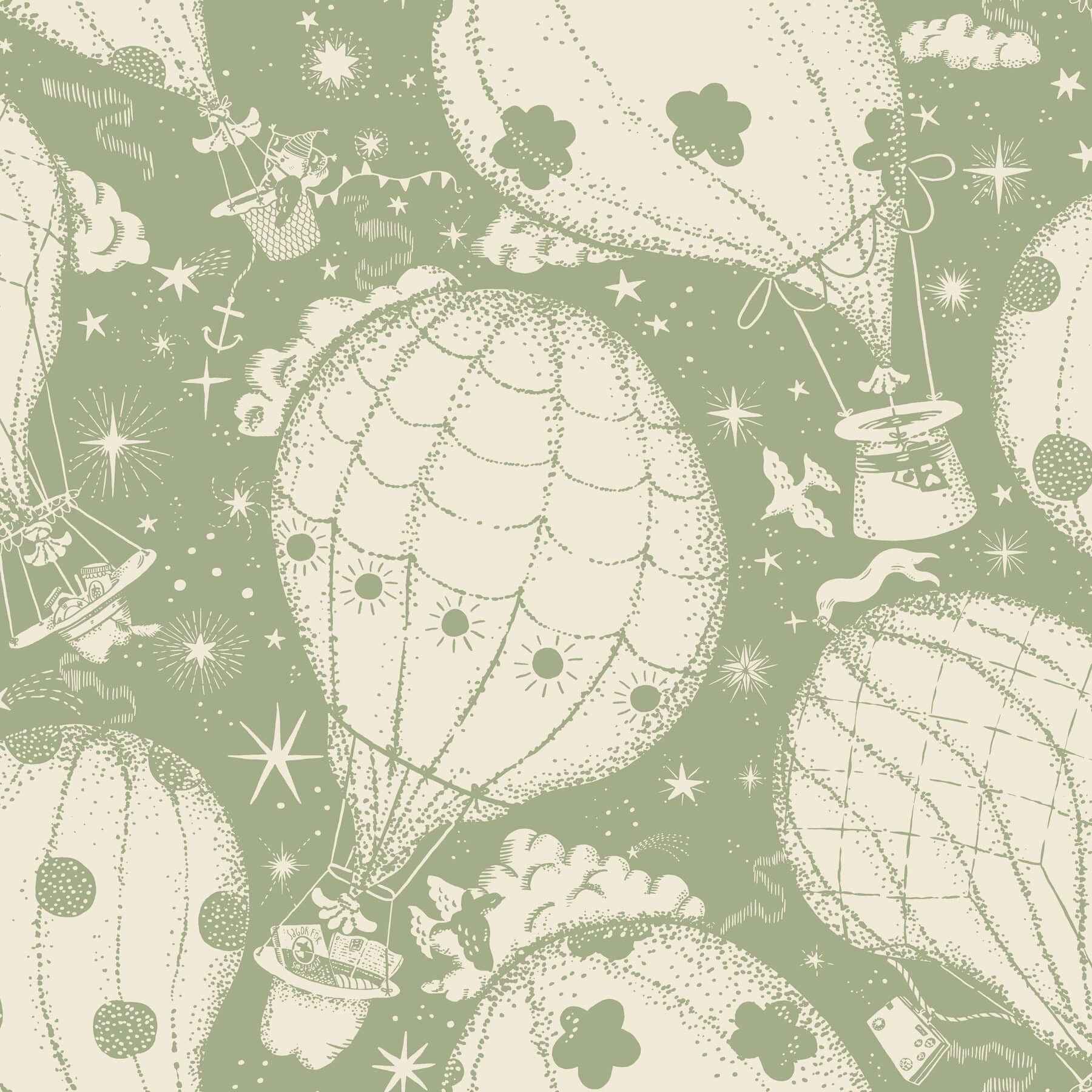 Ballongerna Green Wallpaper - York Wallcoverings - MB29004