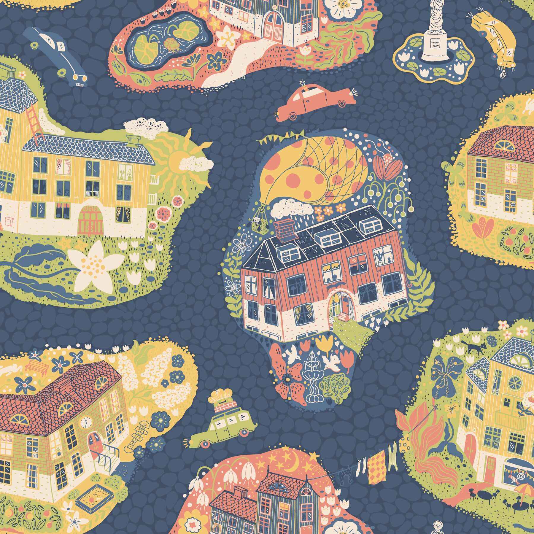 Staden Dark Blue Wallpaper - York Wallcoverings - MB29010 - York Wallcoverings Wallpaper