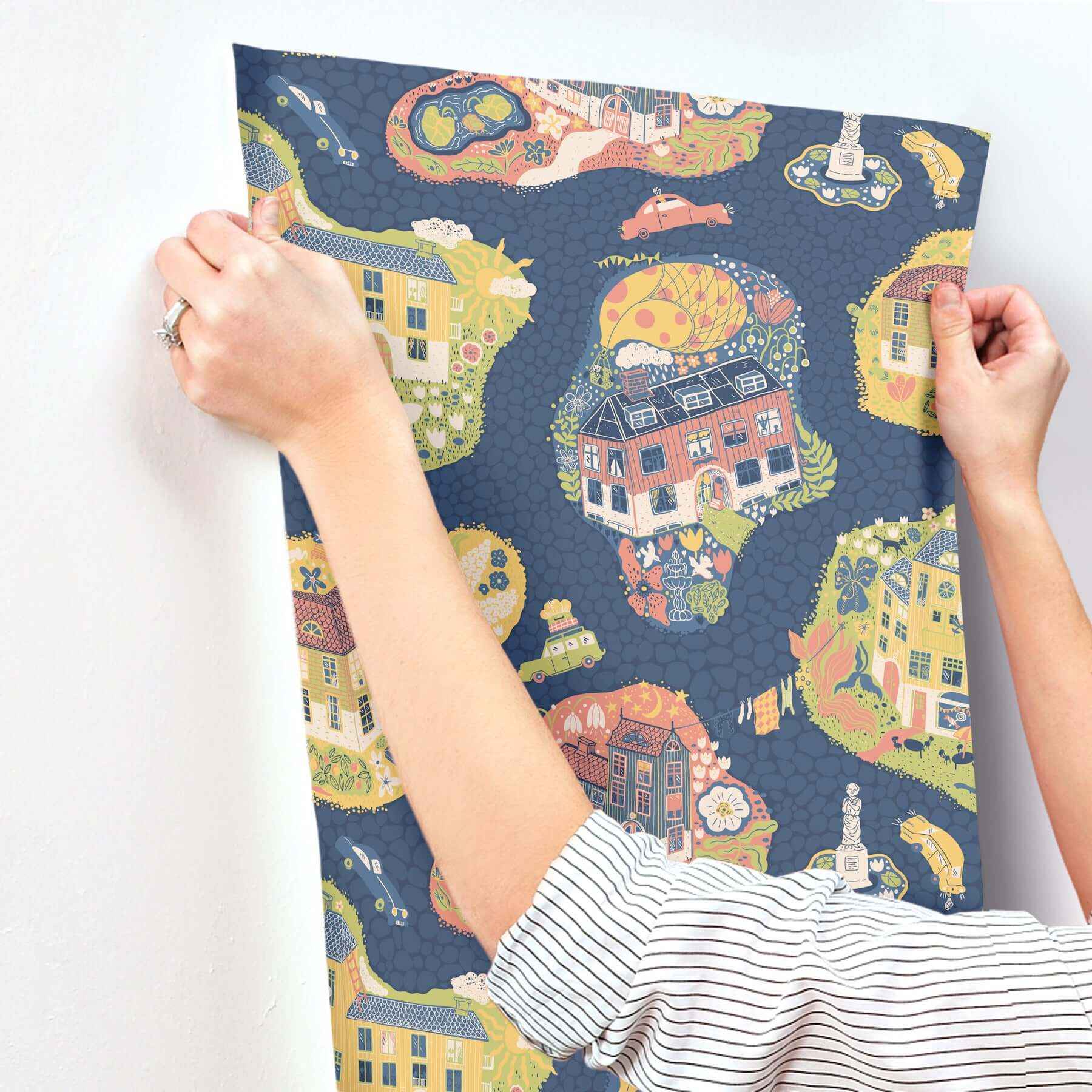 Staden Dark Blue Wallpaper - York Wallcoverings - MB29010 - York Wallcoverings Wallpaper