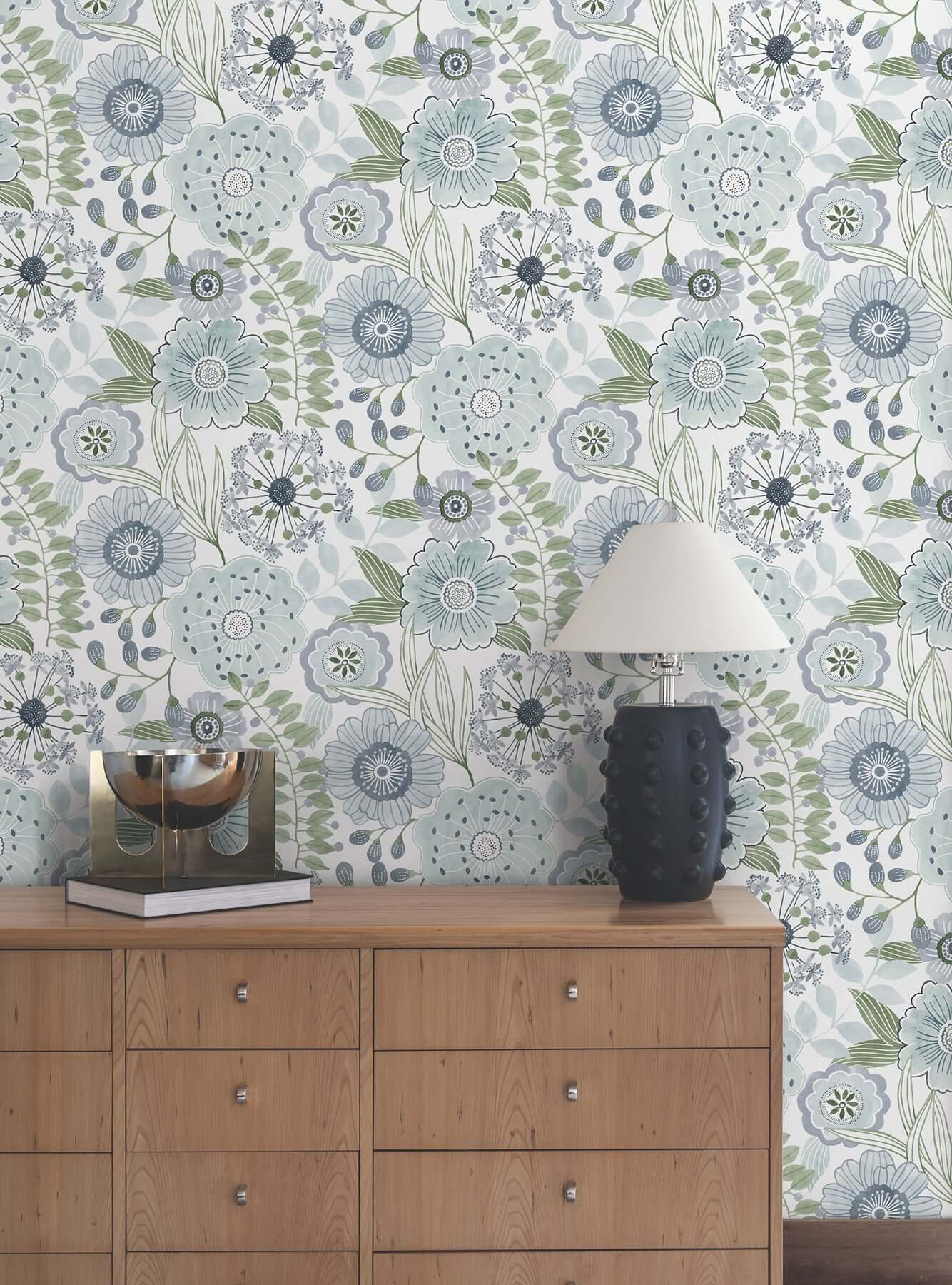 artistic-bouquet-alpine-leaf-wallpaper-york-wallcoverings-zm2892 - York Wallcoverings Wallpaper