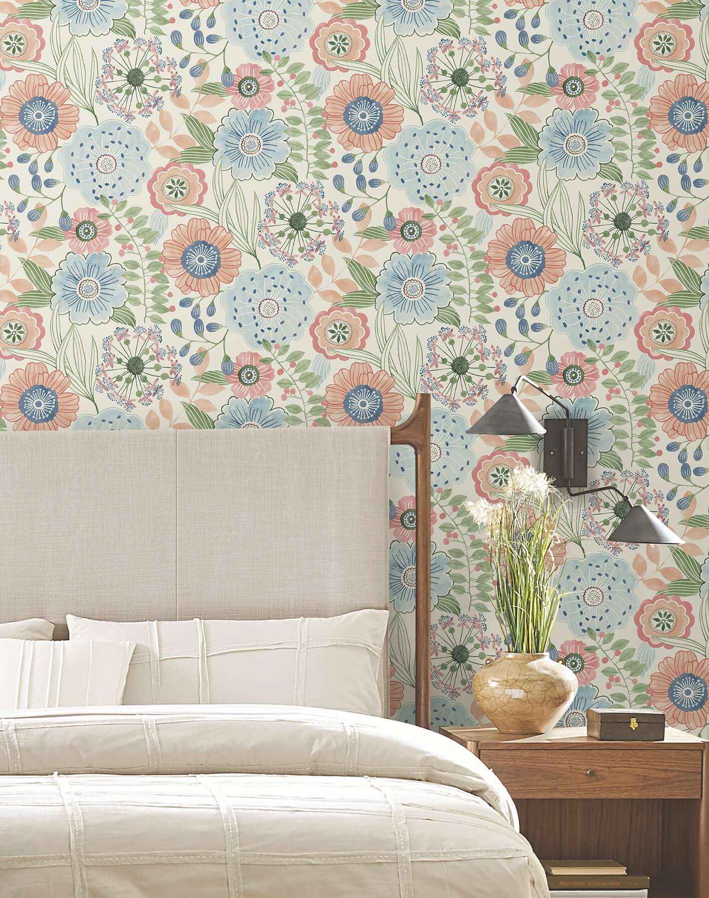 Artistic Bouquet Multicolor Wallpaper - York Wallcoverings - ZM2893