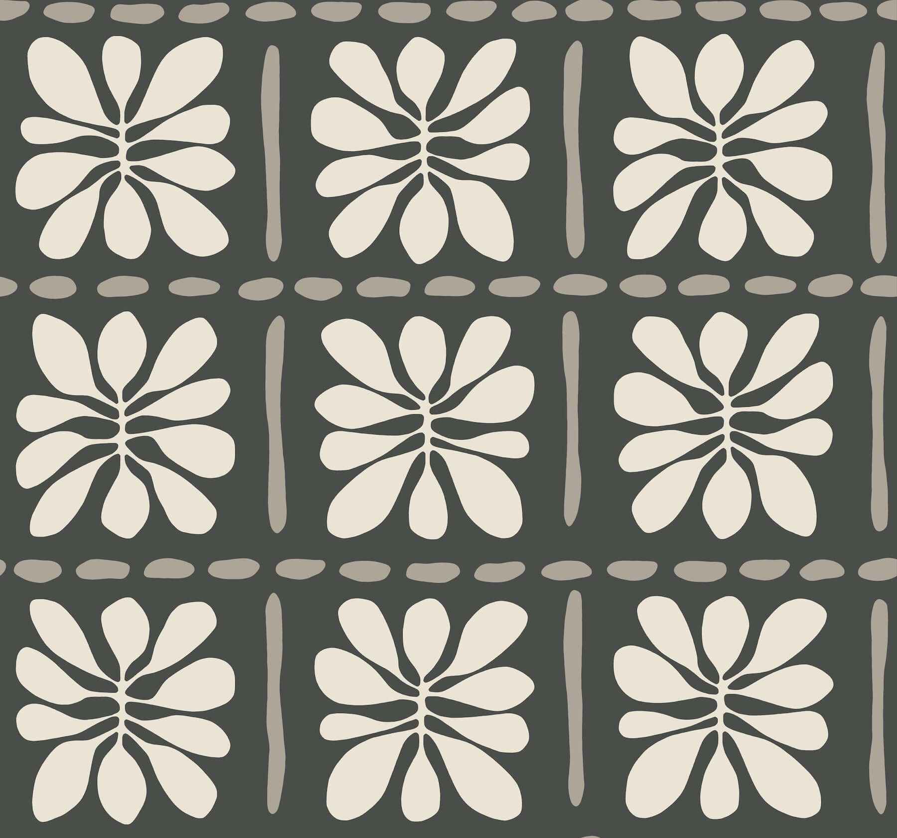 Mimosa Fleur Carbon Black Wallpaper - York Wallcoverings - ZM2810 - York Wallcoverings Wallpaper
