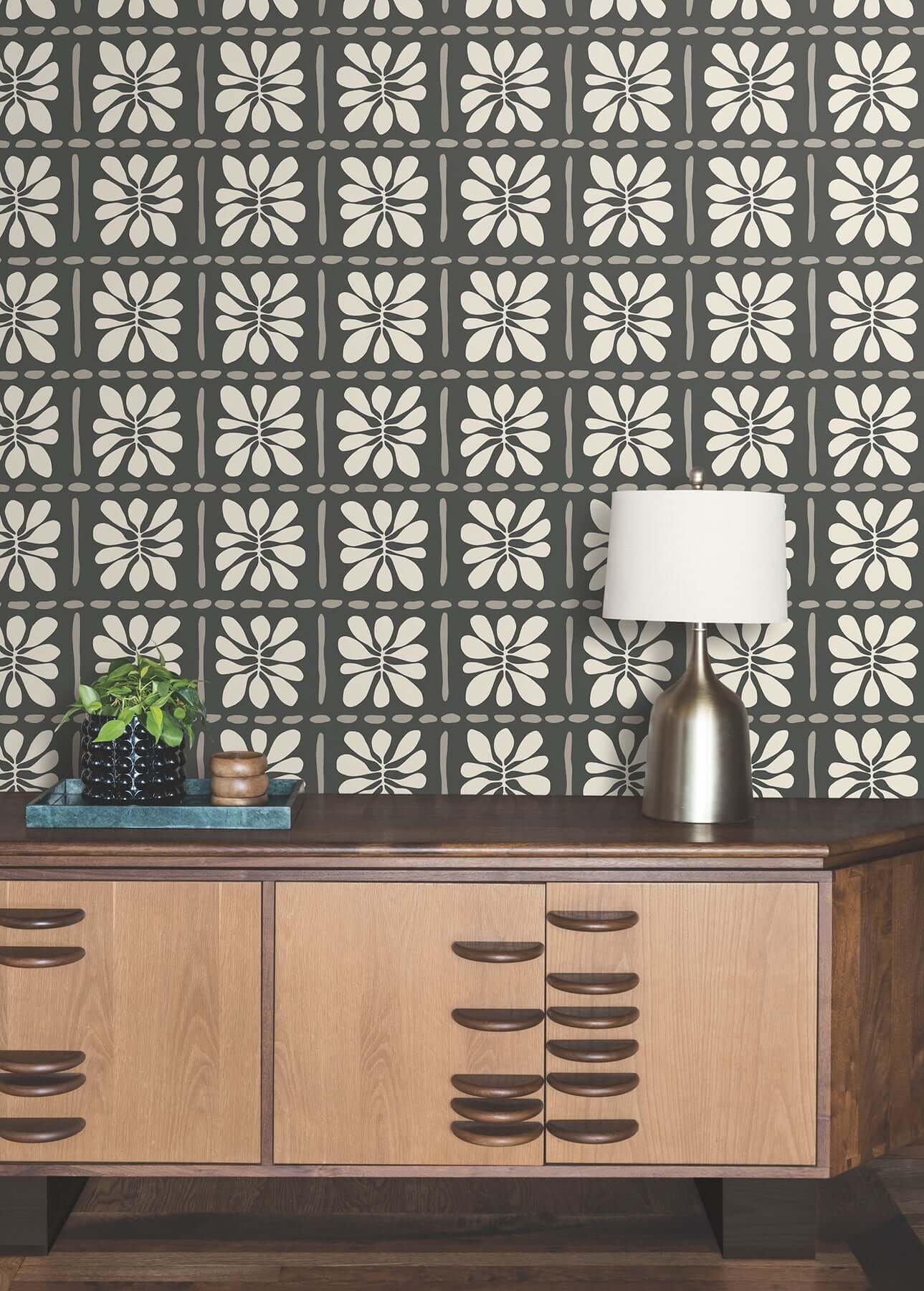 mimosa-fleur-carbon-black-wallpaper-york-wallcoverings-zm2810 - York Wallcoverings Wallpaper