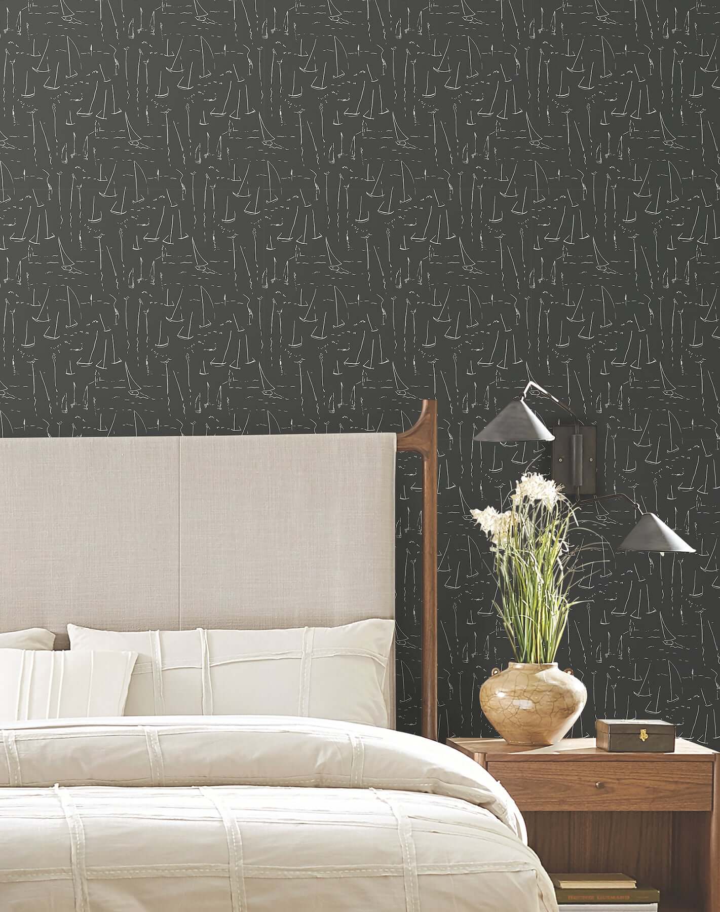 vermillion-coast-carbon-black-wallpaper-york-wallcoverings-zm2842 - York Wallpaper Wallpaper