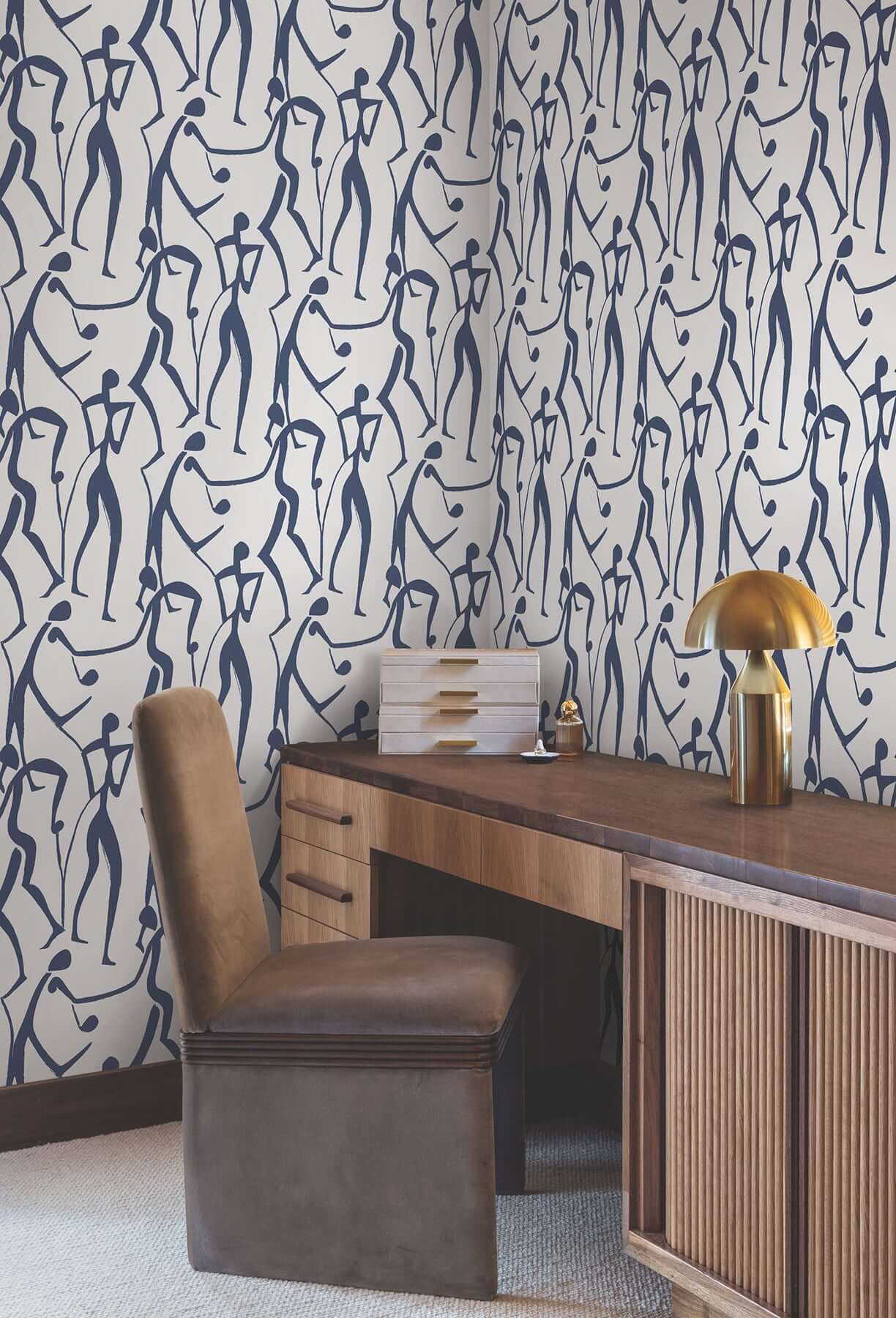 joyful-dancers-ultramarine-wallpaper-york-wallcoverings-zm2832 - York Wallcoverings Wallpaper