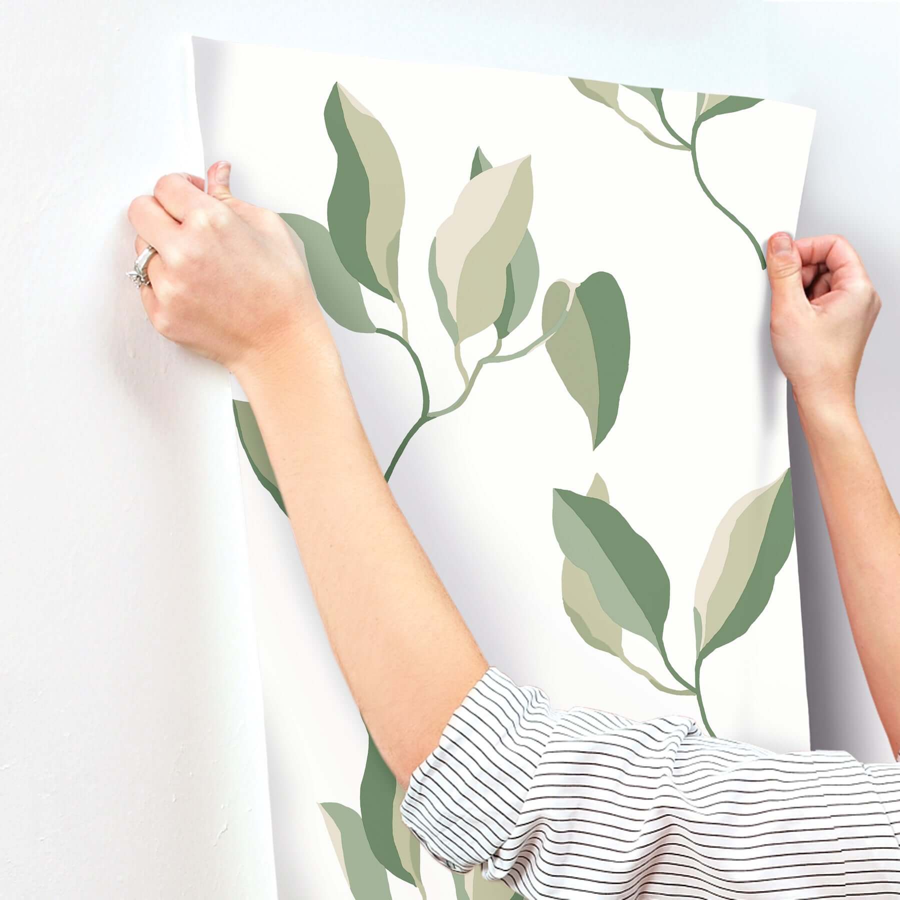 brushwork-branches-leaf-green-wallpaper-york-wallcoverings-zm2872 - York Wallcoverings Wallpaper