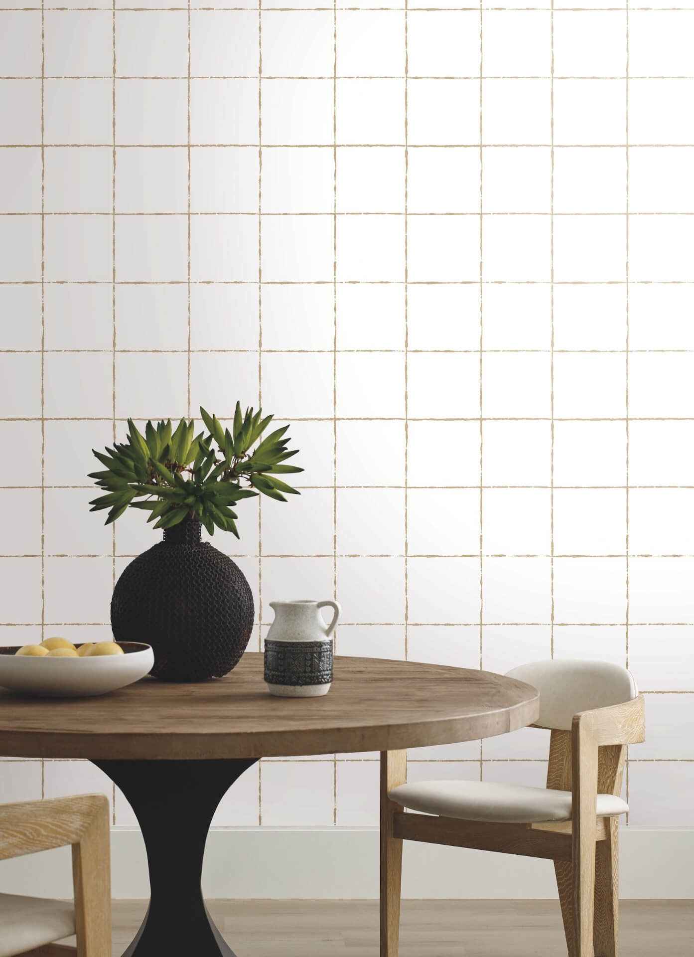 La Vitre Plaid Gold Wallpaper - York Wallcoverings - ZM2853 - York Wallcoverings Wallpaper