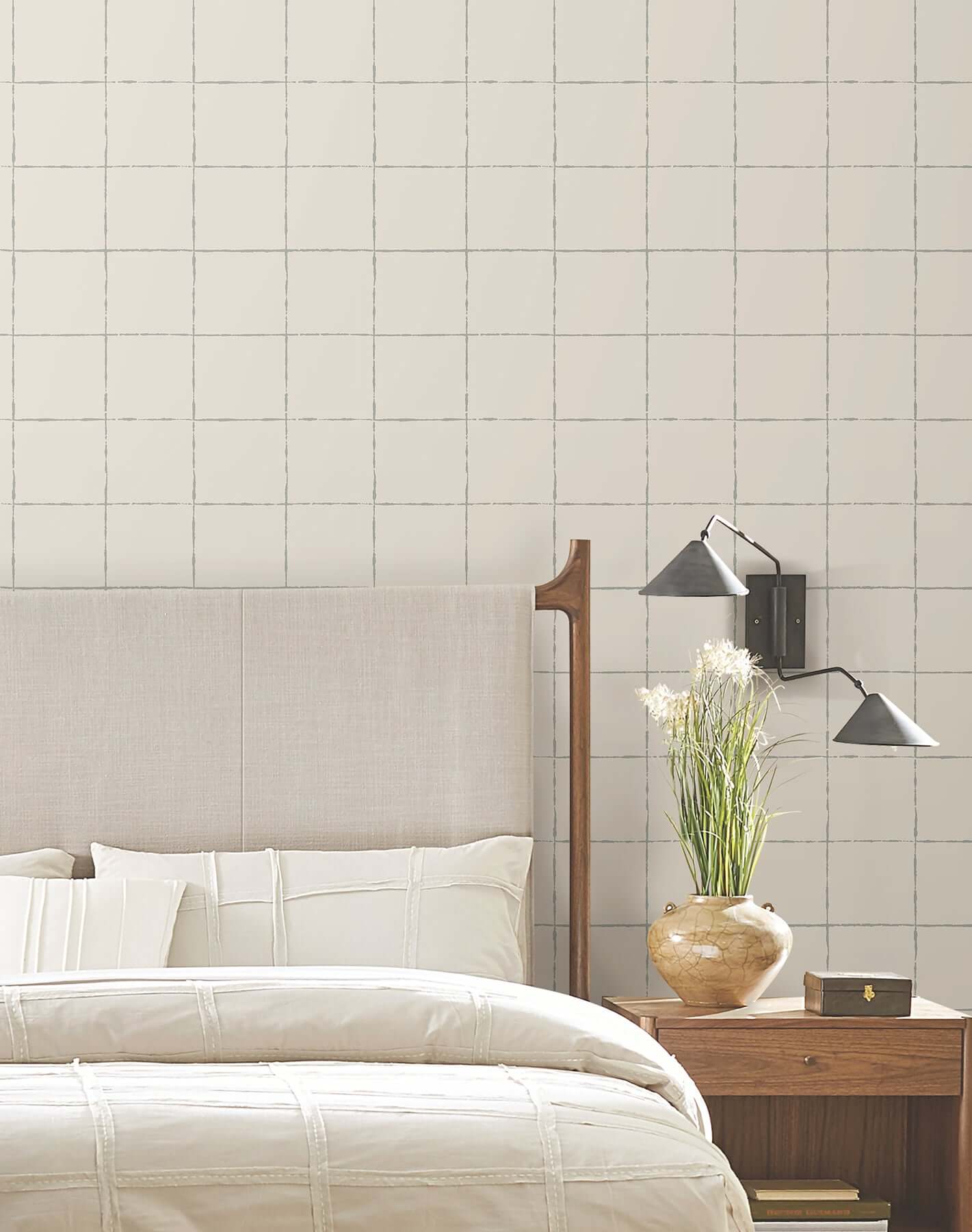 la-vitre-plaid-lichen-grey-wallpaper-york-wallcoverings-zm2851 - York Wallcoverings Wallpaper