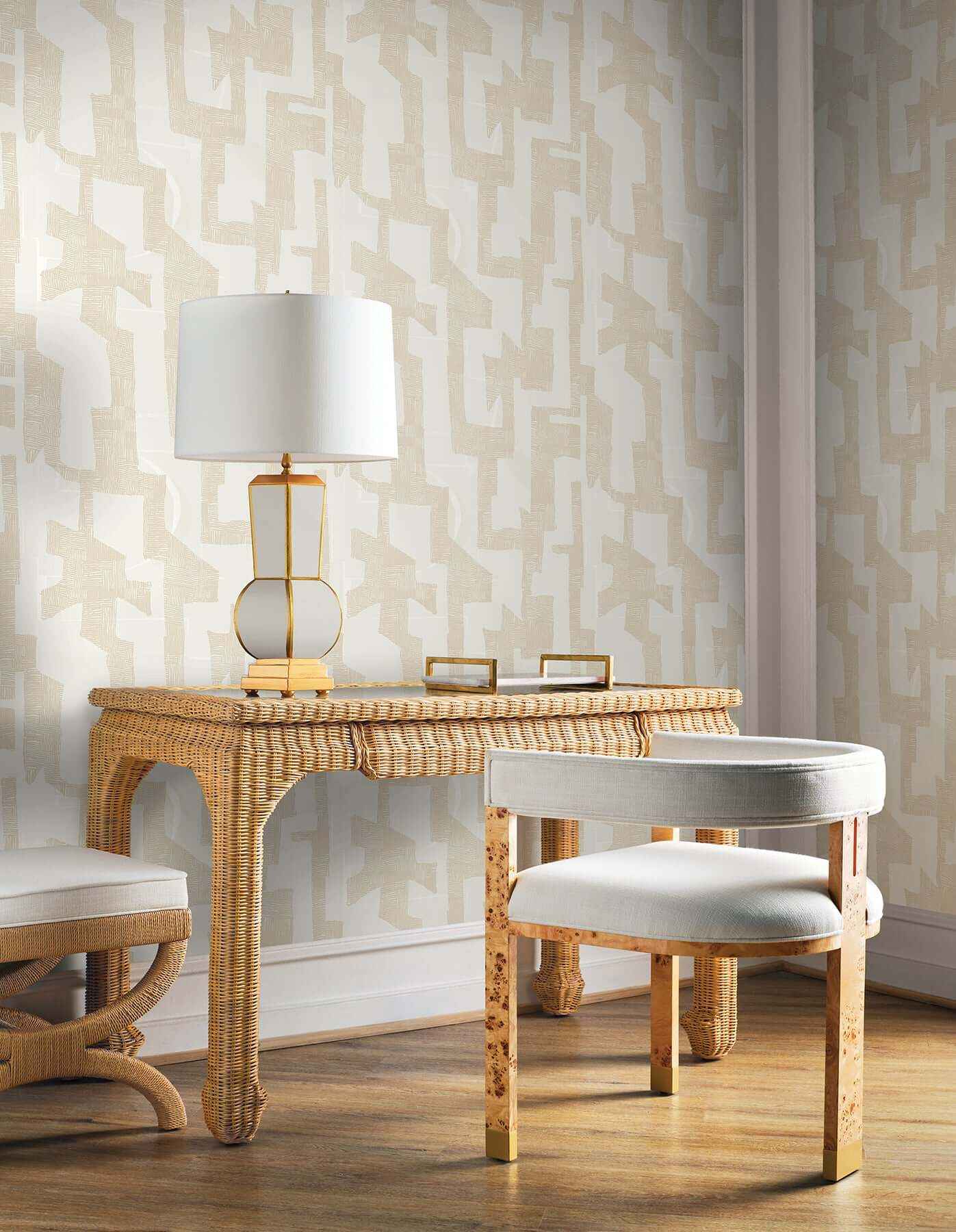 Tribe Caramel Cream Premium Peel + Stick Wallpaper - York Wallcoverings - PSW1670RL