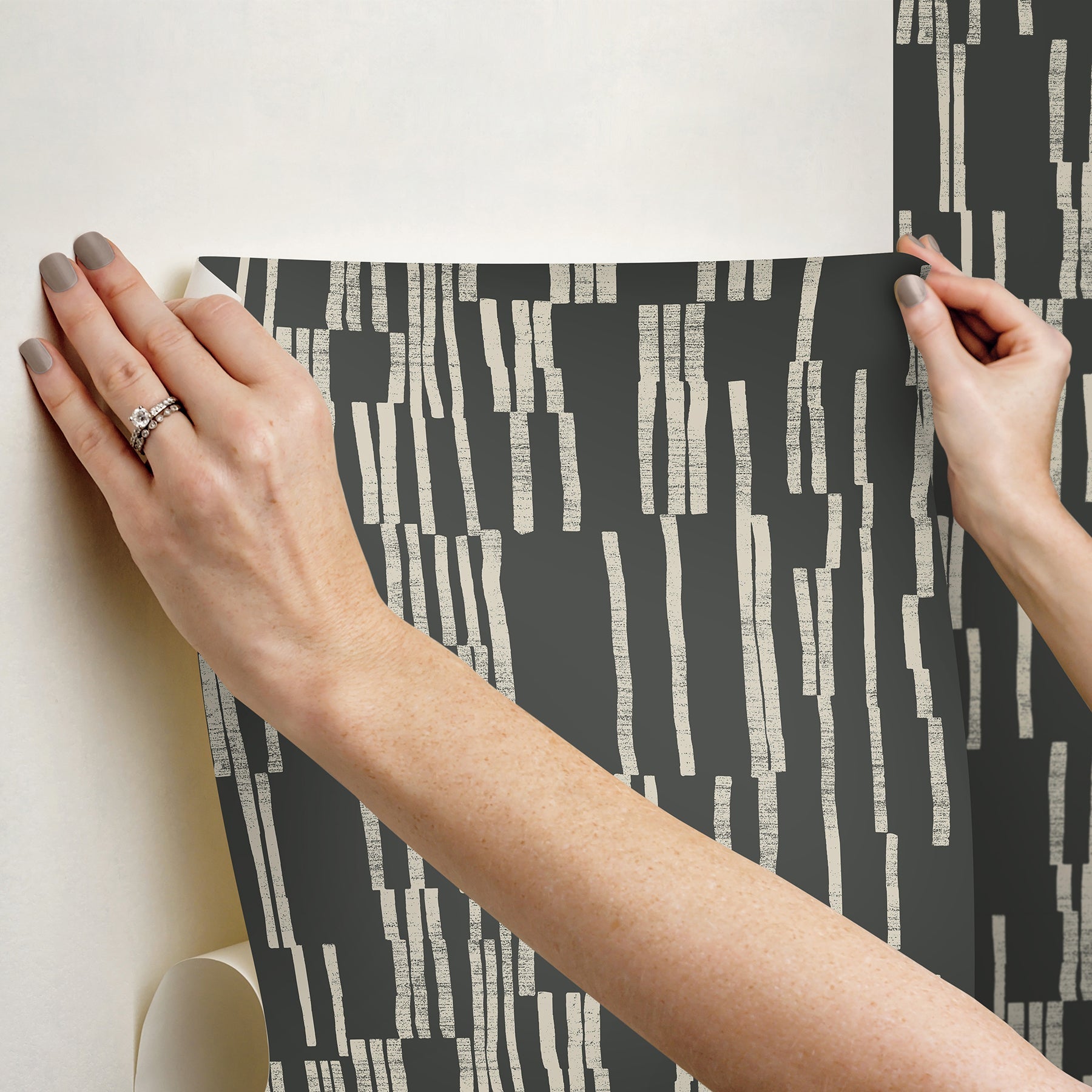 Koso Black & Taupe Premium Peel + Stick Wallpaper - York Wallcoverings - PSW1663RL - York Wallcoverings Wallpaper