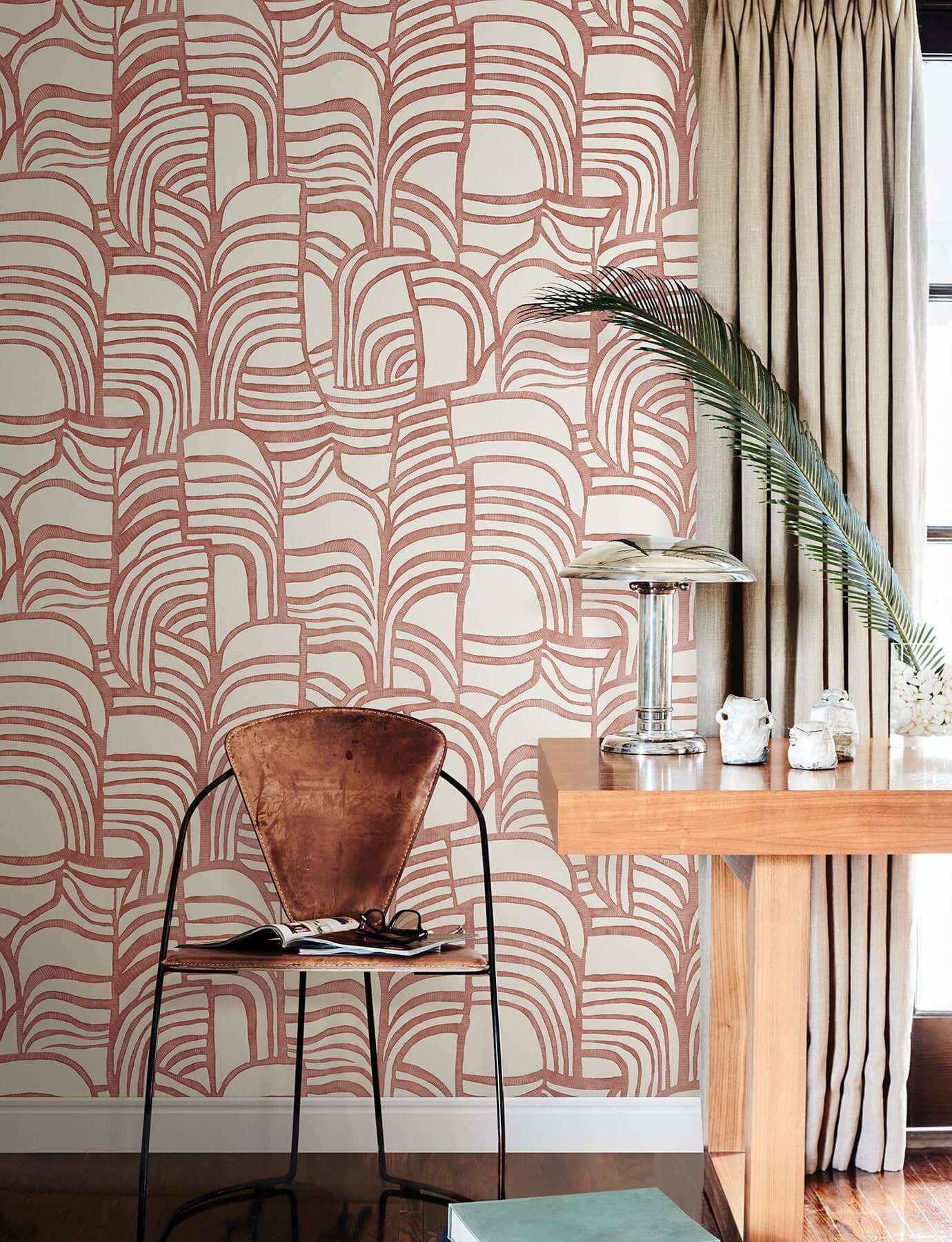 Featherwork Red Premium Peel + Stick Wallpaper - York Wallcoverings - PSW1657RL