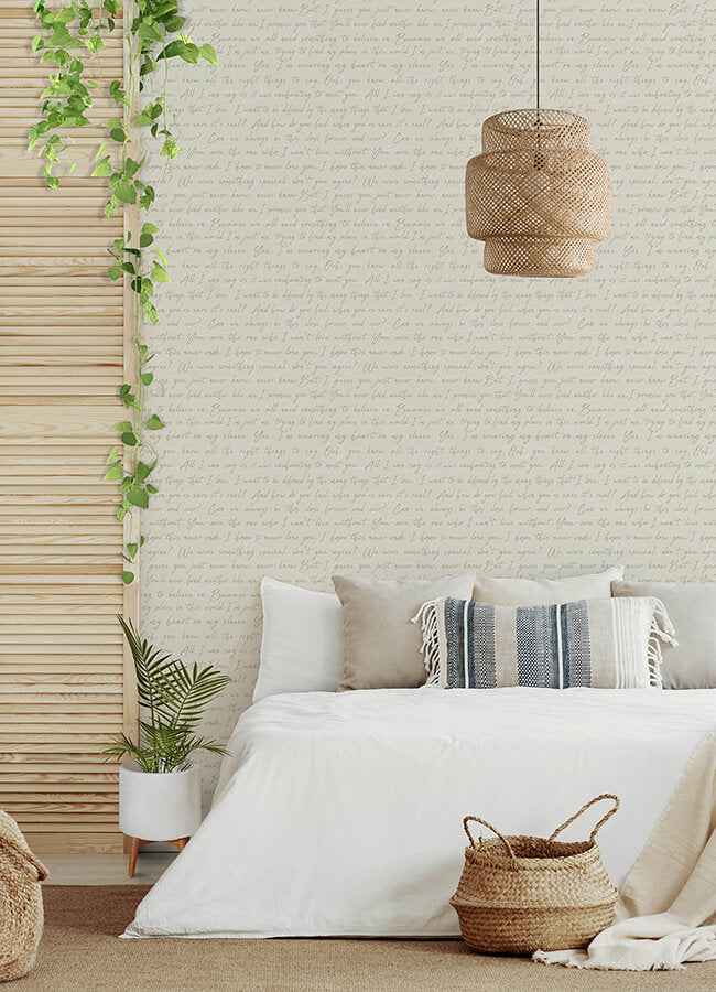 Love Letters Parchment Peel and Stick Wallpaper - York Wallcoverings - RMWS1250 - York Wallcoverings Wallpaper