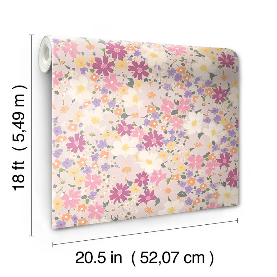 wildflower-impressions-magenta-peel-and-stick-wallpaper-york-wallcoverings-rmws1252 - York Wallcoverings Wallpaper