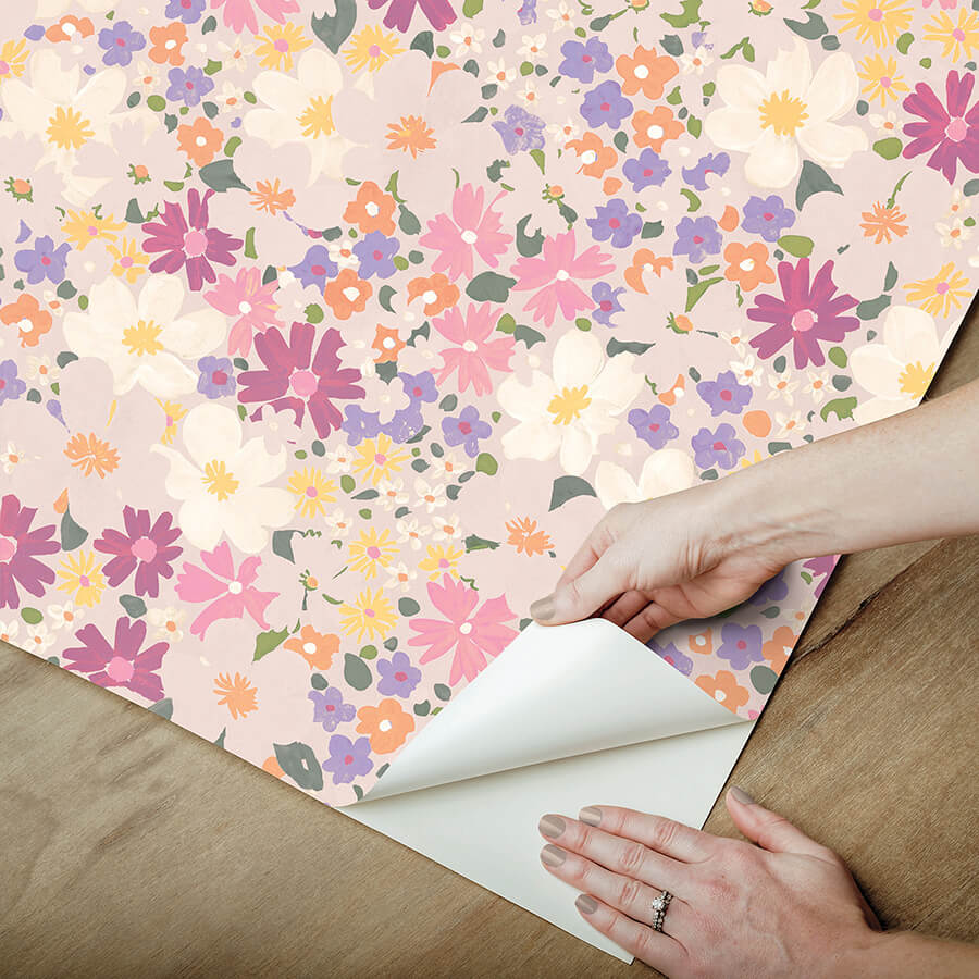 wildflower-impressions-magenta-peel-and-stick-wallpaper-york-wallcoverings-rmws1252 - York Wallcoverings Wallpaper
