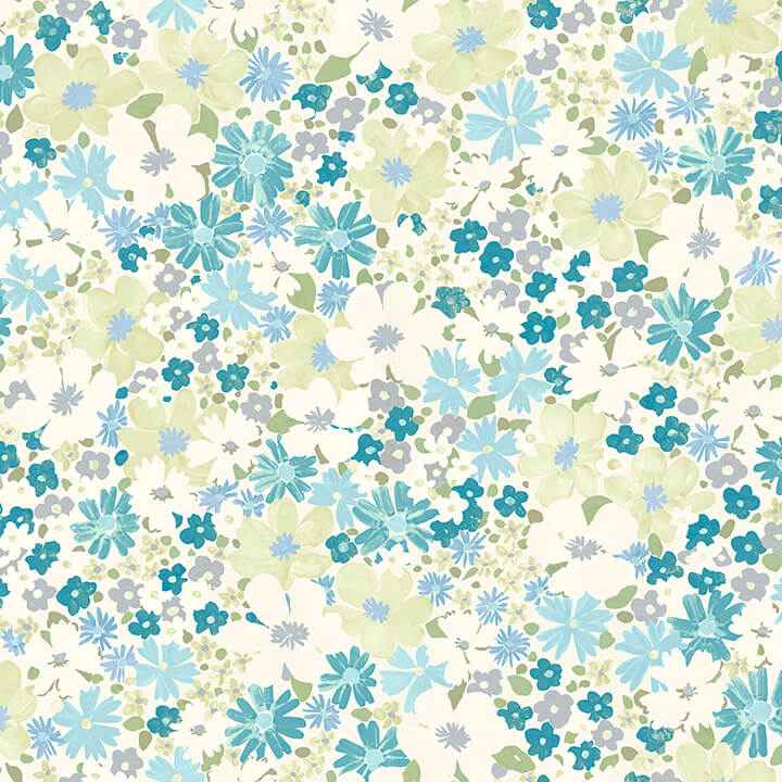 Wildflower Impressions Aqua Peel and Stick Wallpaper - York Wallcoverings - RMWS1253 - York Wallcoverings Wallpaper