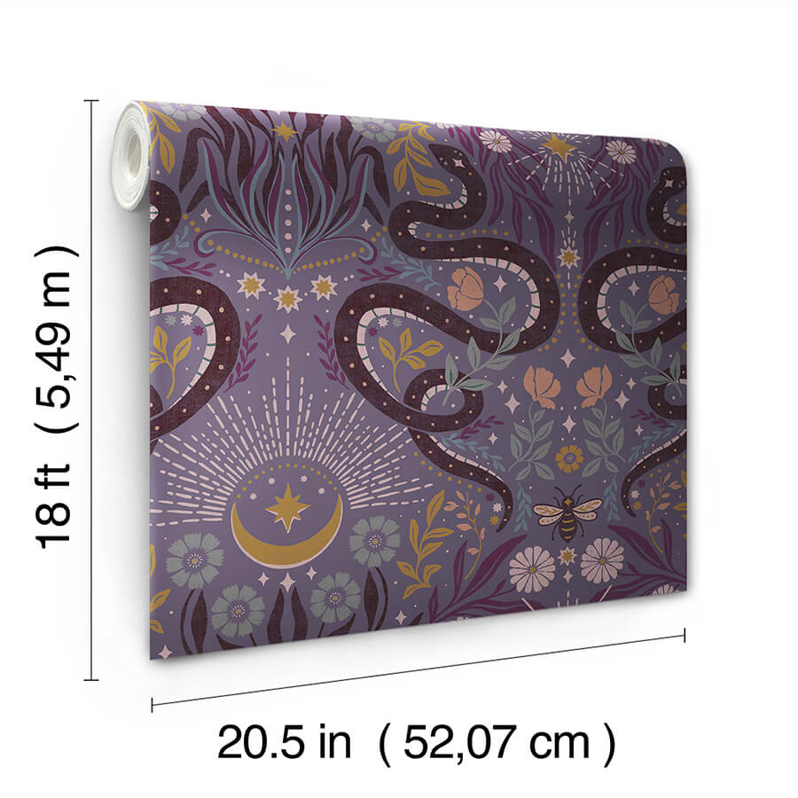 mystic-serpent-plum-peel-and-stick-wallpaper-york-wallcoverings-rmws1256 - York Wallcoverings Wallpaper