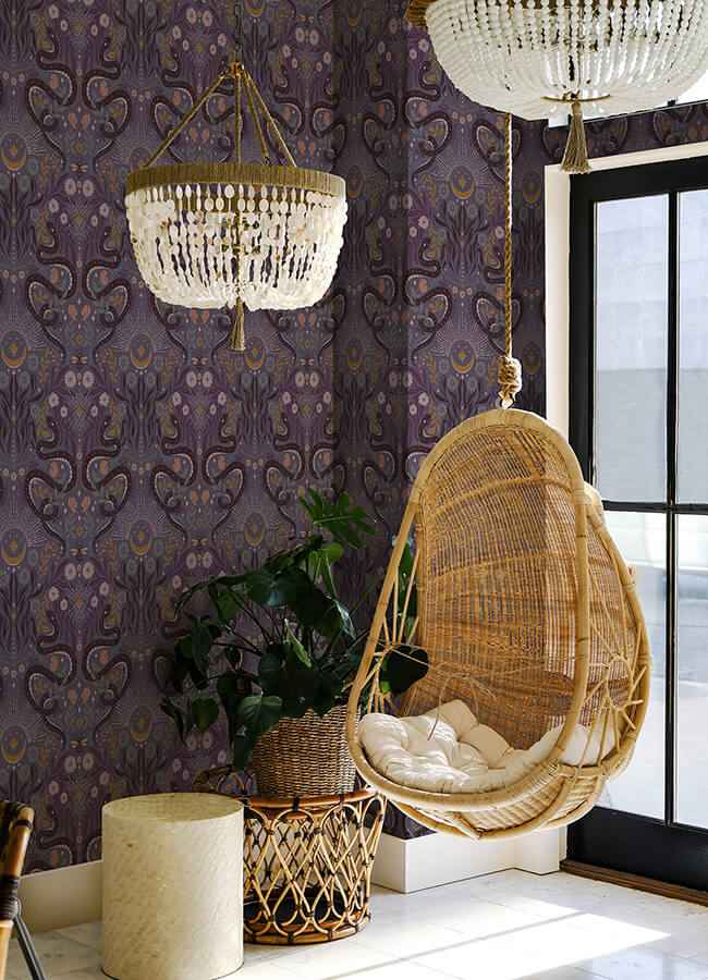 Mystic Serpent Plum Peel and Stick Wallpaper - York Wallcoverings - RMWS1256 - York Wallcoverings Wallpaper