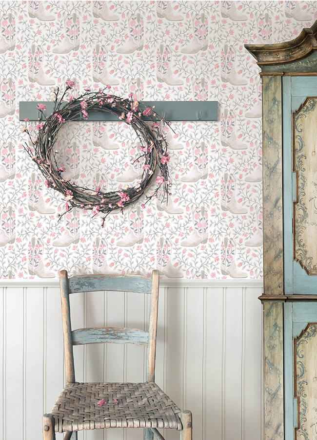 Cowgirl Like Me Pink Peel and Stick Wallpaper - York Wallcoverings - RMWS1259 - York Wallcoverings Wallpaper