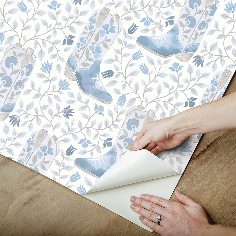 cowgirl-like-me-blue-peel-and-stick-wallpaper-york-wallcoverings-rmws1260 - York Wallcoverings Wallpaper