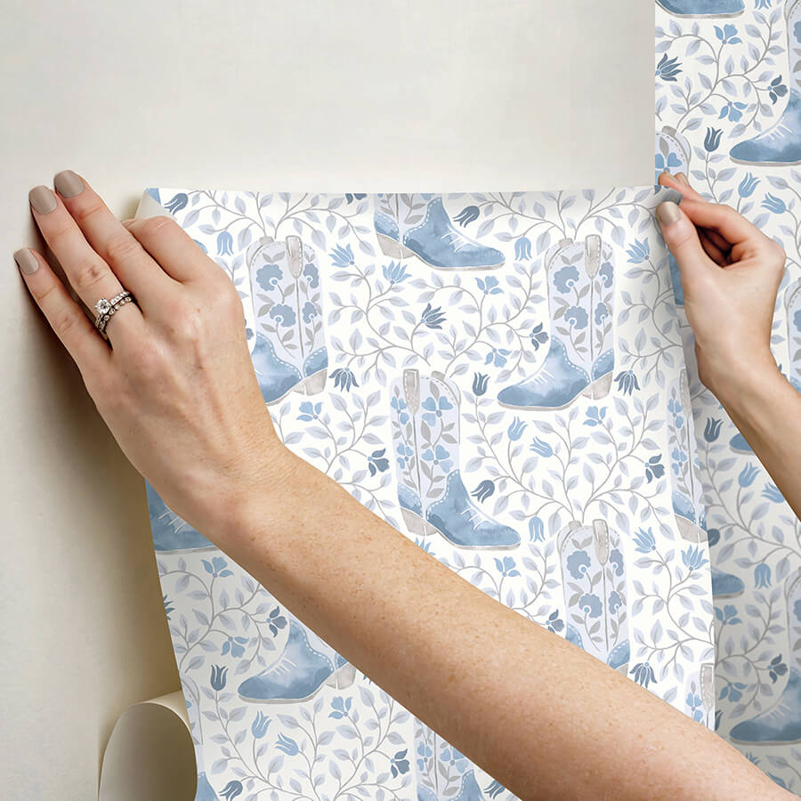 cowgirl-like-me-blue-peel-and-stick-wallpaper-york-wallcoverings-rmws1260 - York Wallcoverings Wallpaper